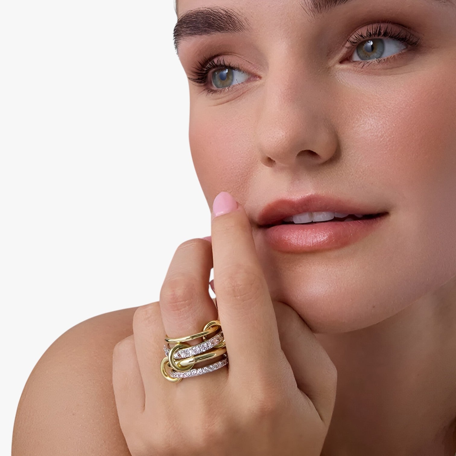 Elise | 18K gold stacked rings with cubic zirconia - - Ring Rings women ring womens ring - Concept Palermo