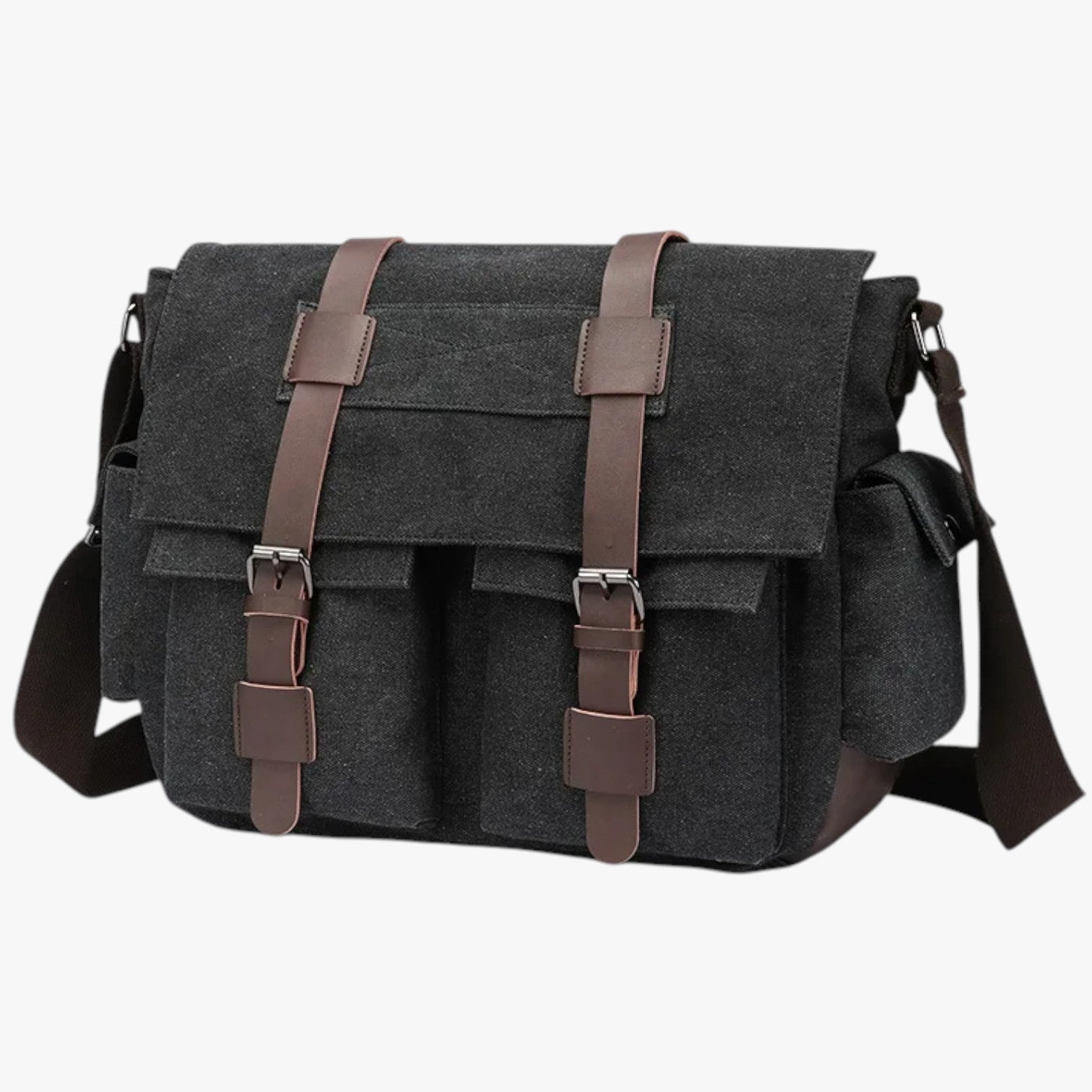 Harlan | Borsa a tracolla vintage in tela da uomo - LH8619-Nero Francia - Bags bags for men Shoulder Bags - Concept Palermo