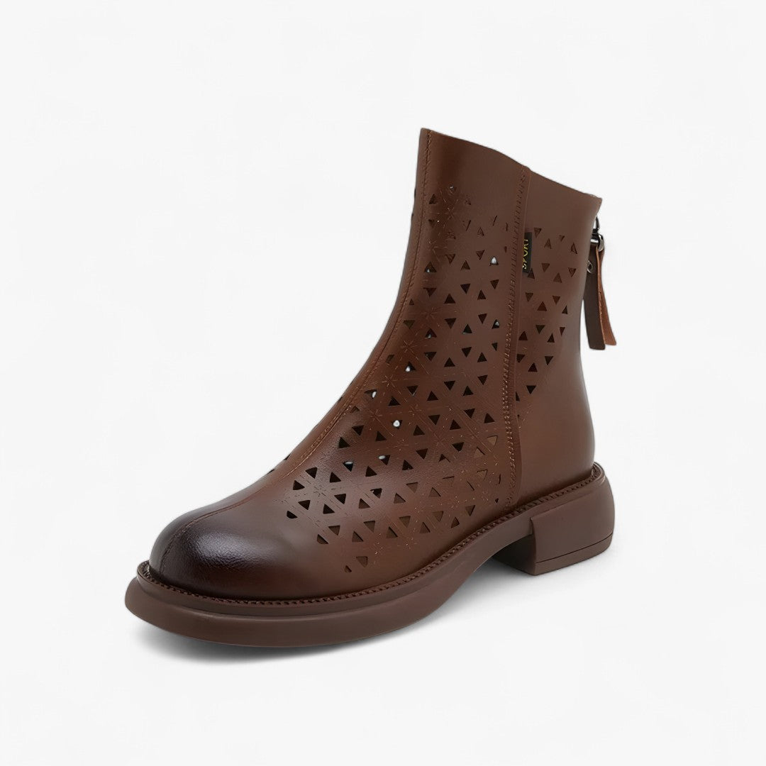 Irene | Stivali estivi con plateau traforati e cerniera posteriore - Marrone - shoes summer shoes - Concept Palermo