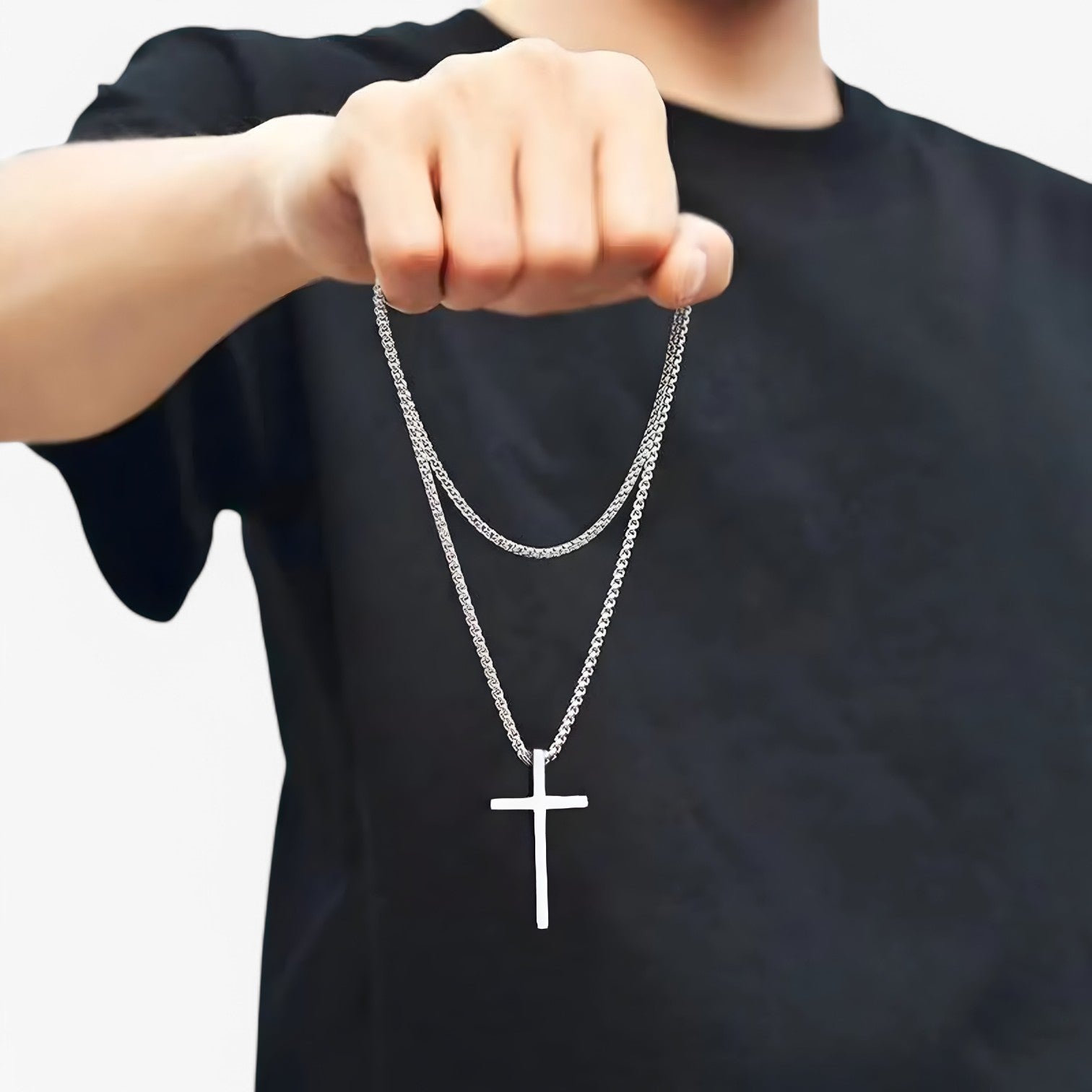 Noah | Ciondolo in Croce d'Argento – Cool & Senza Tempo in Acciaio Inossidabile - - necklace for men NECKLACES Stainless Steel Necklace - Concept Palermo
