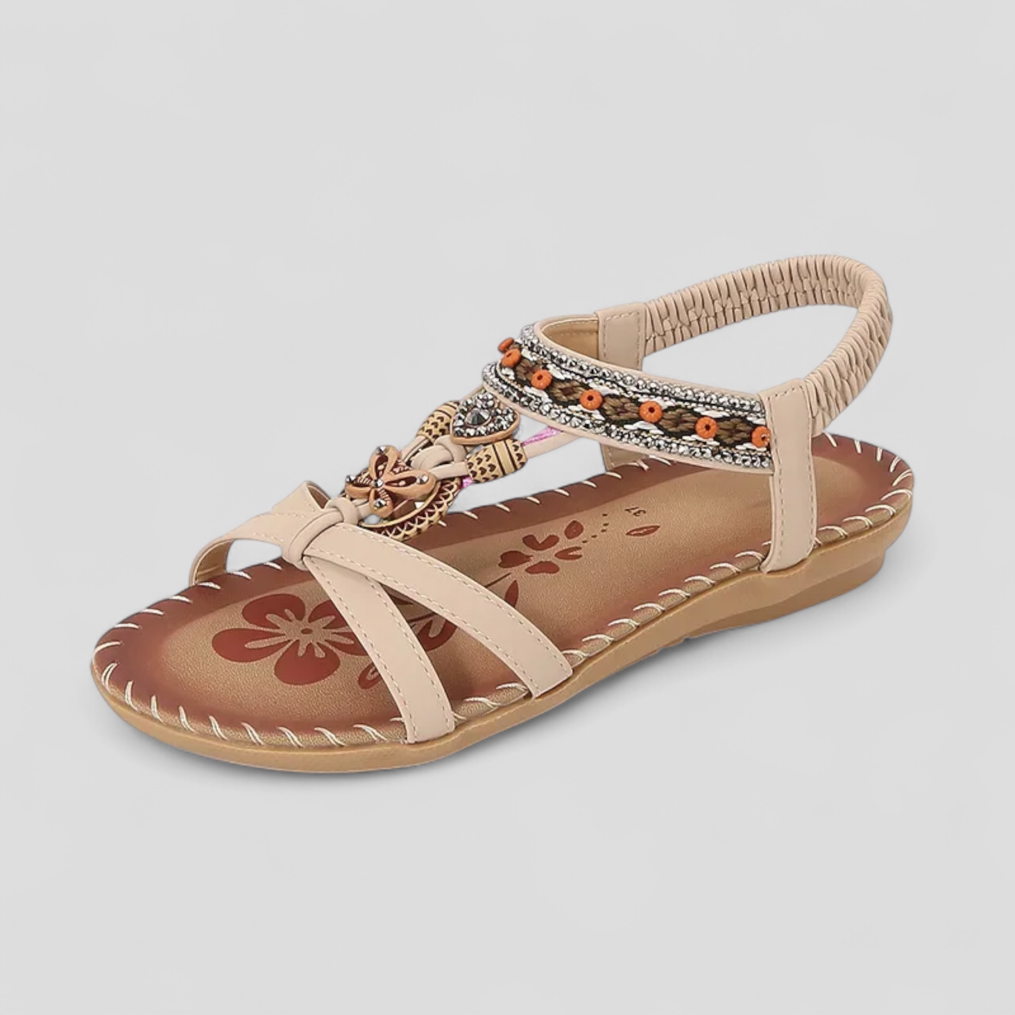 Reanata | Sandali Donna Comodi Eleganti Bassi - Beige - sandali antiscivolo sandali comfort sandali con cinturino sandali eleganti sandali estivi sandali leggeri sandali ortopedici sandali vegan scarpe da passeggio scarpe sostenibili - Concept Palermo