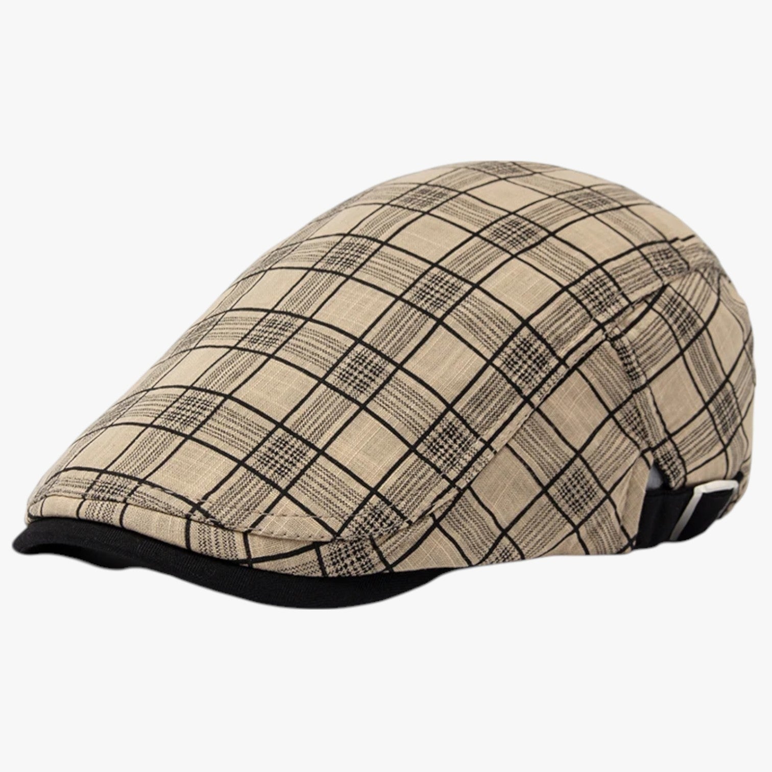 Blake | Berretto Estivo in Cotone e Lino Vintage - Plaid Khaki Adjustable 54-59 cm - caps mens cap - Concept Palermo