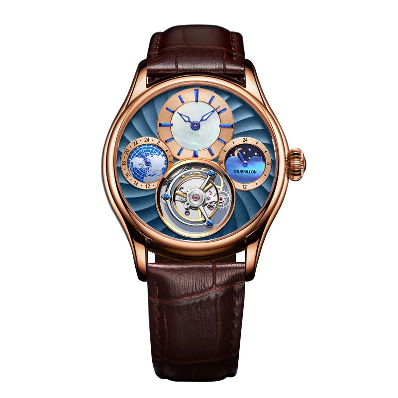 Helio | Orologio Meccanico di Lusso Tourbillon - Rosa Blu - - Concept Palermo