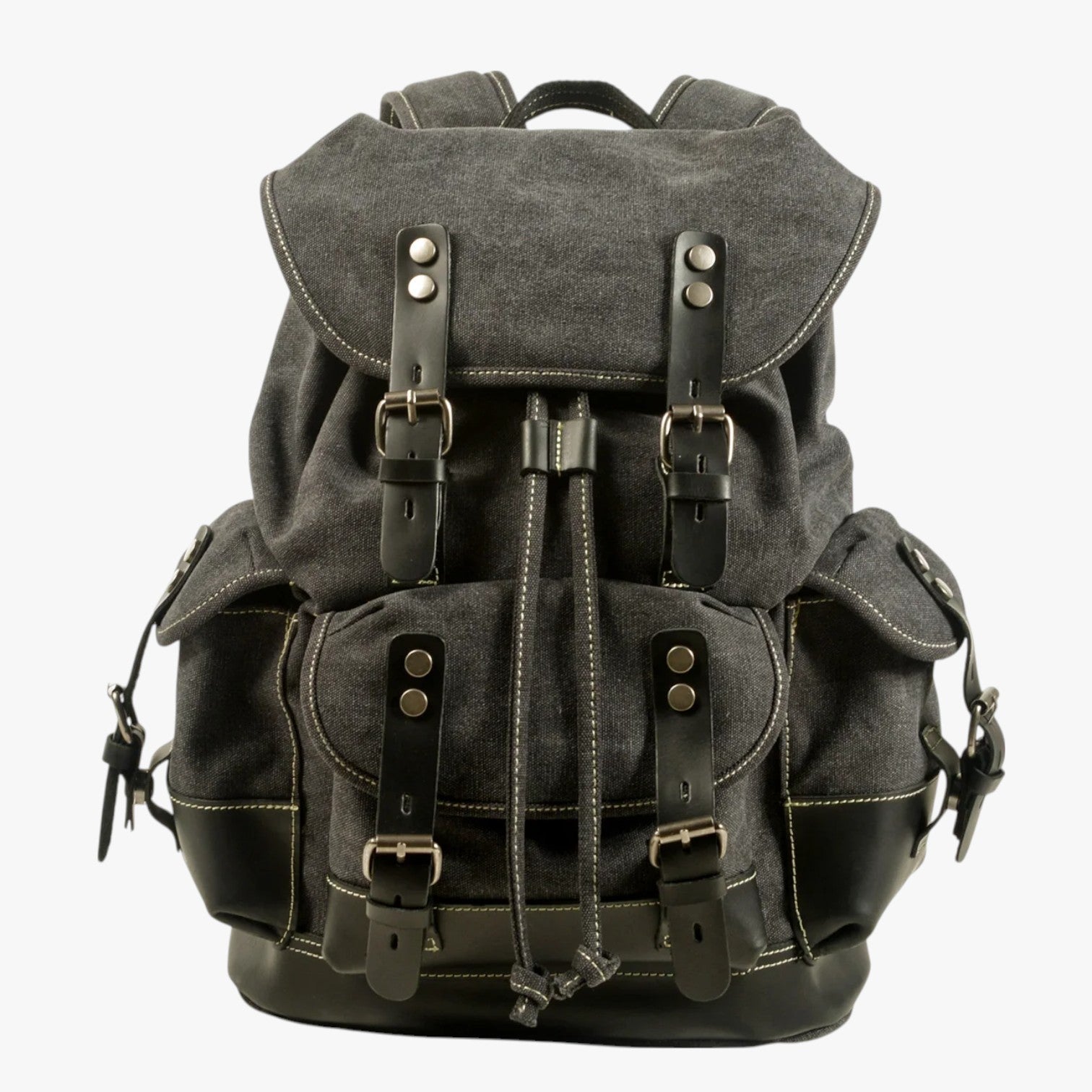 Conor | Zaino Escursionismo Tela e Pelle a Grande Capacità - Grigio scuro - bag Bags bags for men mens bag - Concept Palermo