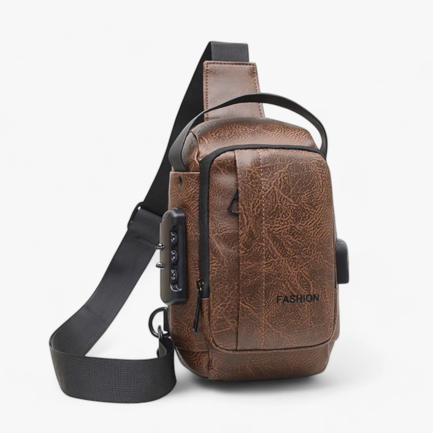 Yael | Borsa a tracolla Heren con USB e chiusura antifurto – Stylish e pratica - marrone scuro - bag Leather Bag mens bag - Concept Palermo