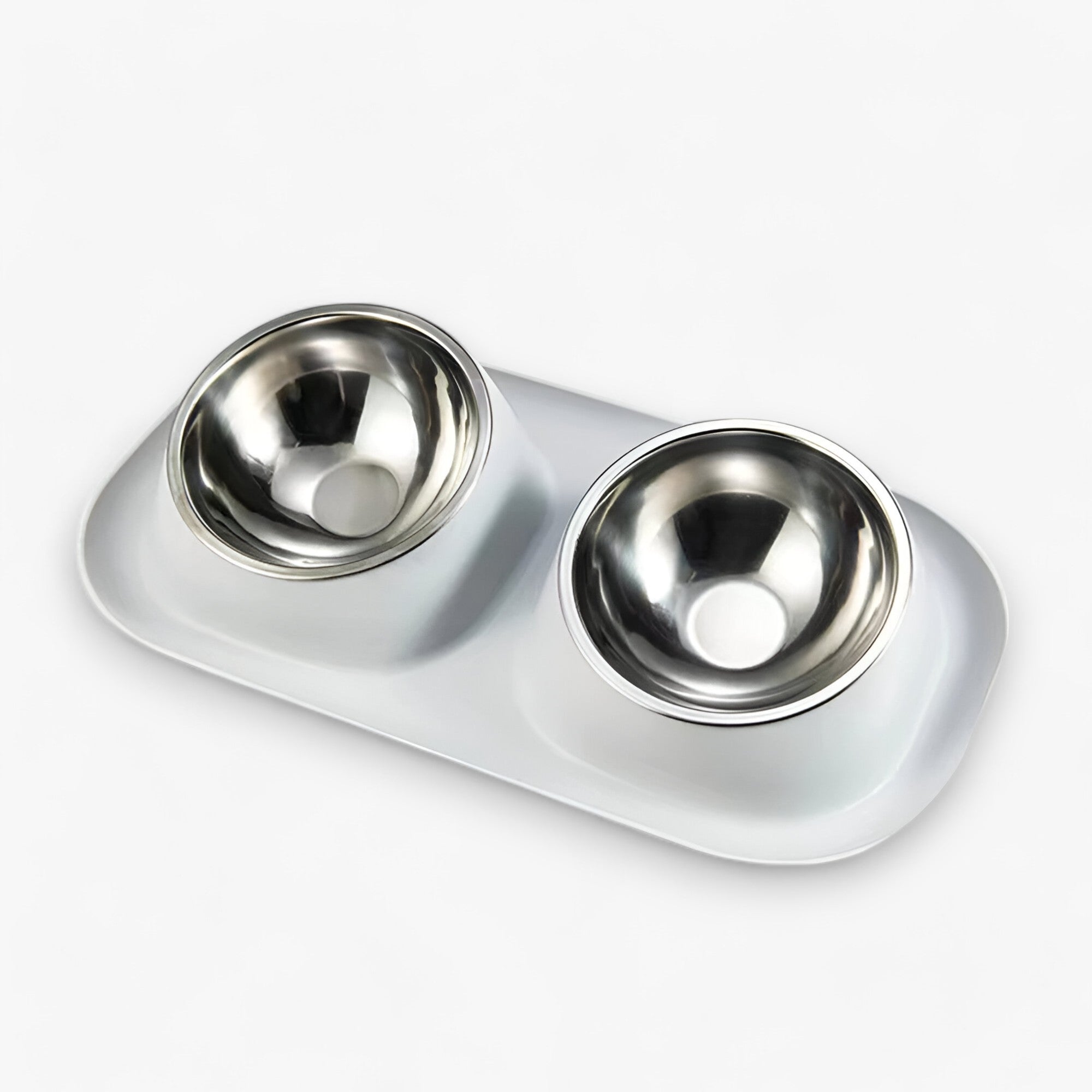 Mattie | Ciotola Doppia in RVS – Antiscivolo e Amica del Collo - Bianco - pet pet accessories PET SUPPLIES - Concept Palermo