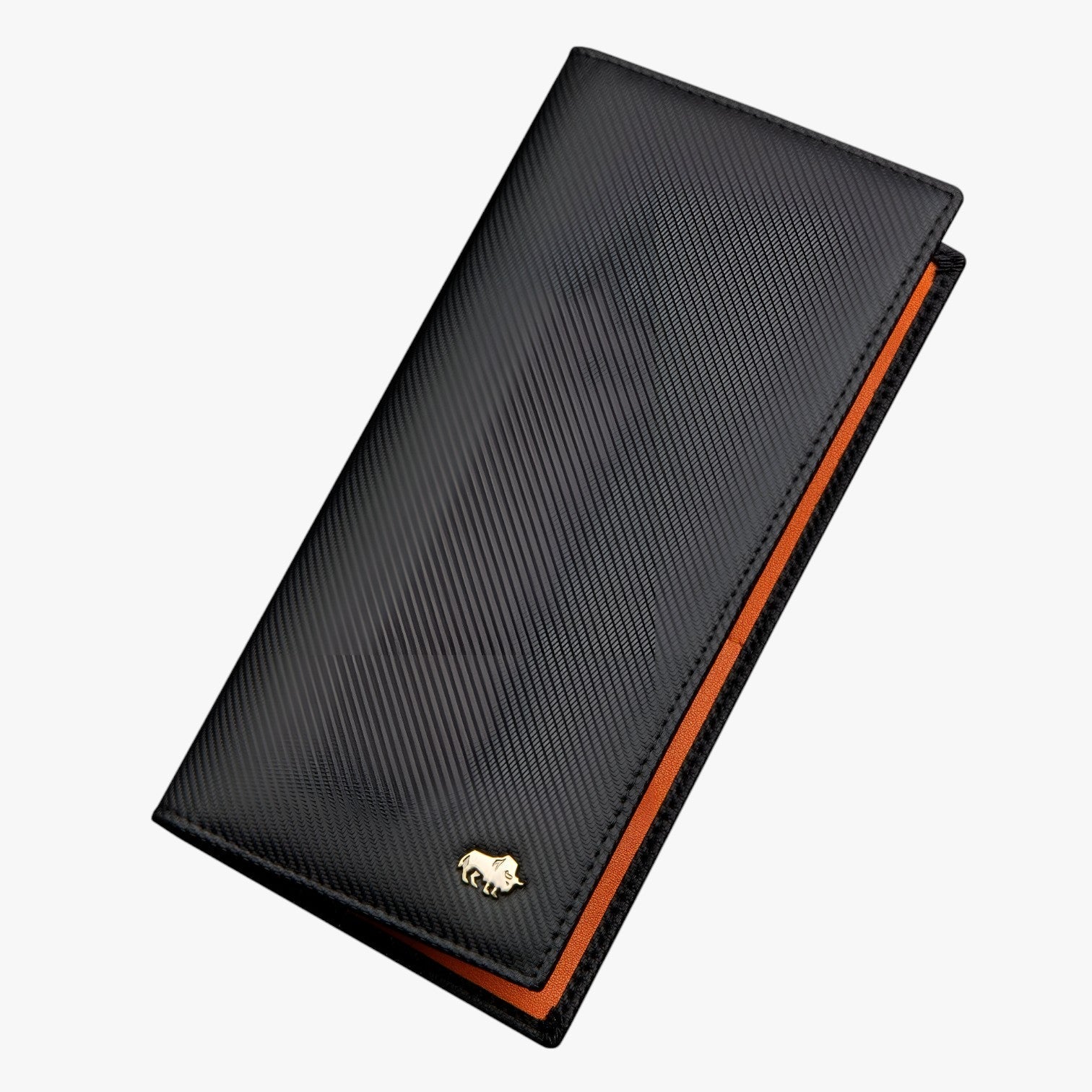 Ivano | Portafoglio Aziendale In Pelle Sottile - Nero Arancio Carbonio - mens accessory mens wallet wallet - Concept Palermo