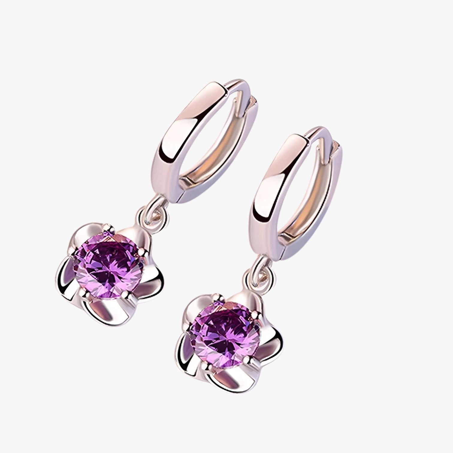 Hazel | Orecchini eleganti in argento sterling – brillantezza di zirconi scintillanti - Viola - 925 sterling silver earrings for women Accessories Jewelry EARRINGS - Concept Palermo