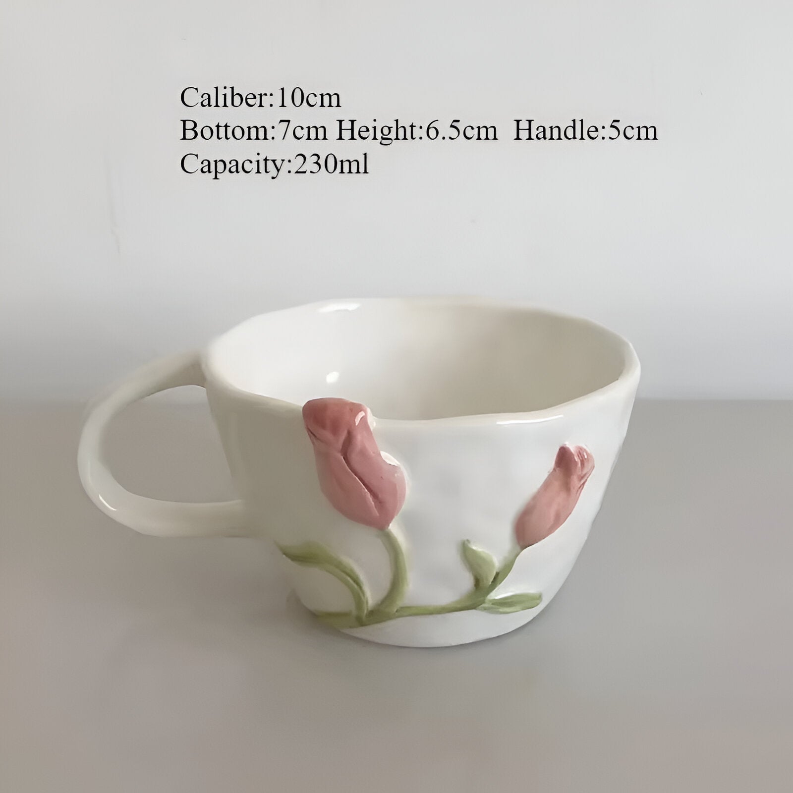 Florina | Tazza da caffè in ceramica creativa a forma di tulipano con piattino - Tazza rosa 260-310ML - - Concept Palermo