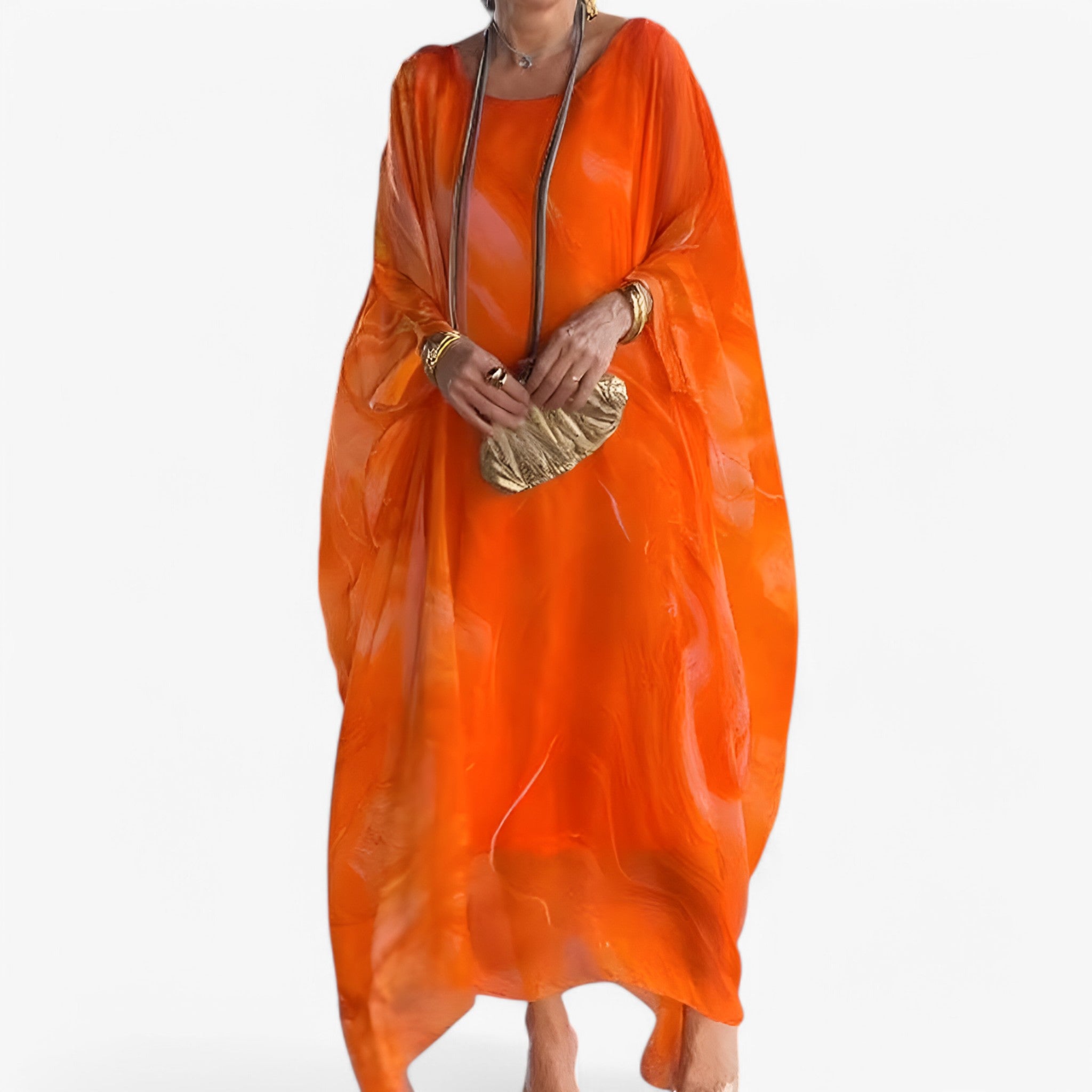 Celeste | Maxi abito in marmo - Unico ed elegante - Arancione - new - Concept Palermo
