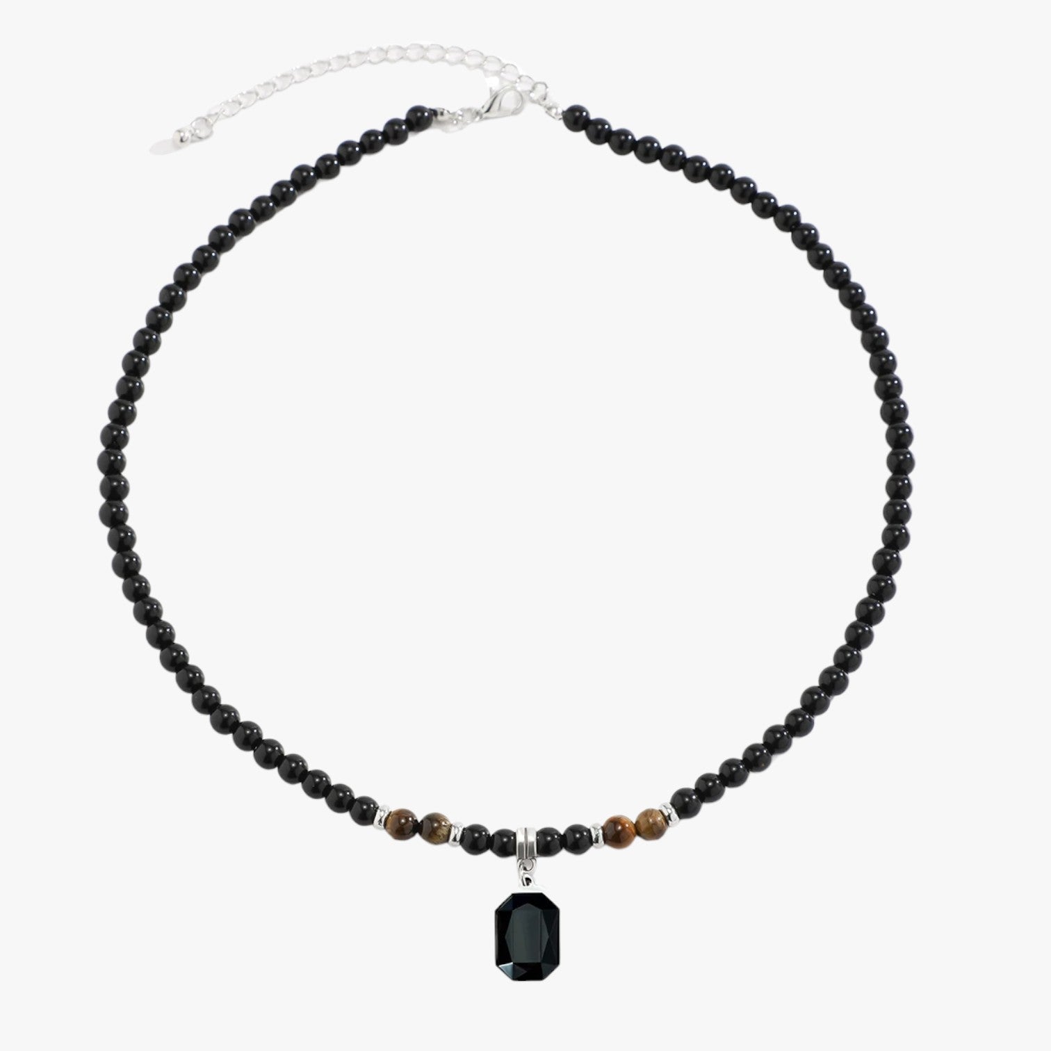 Jaze | Stile audace al collo – Collana con perline nere e ciondolo quadrato per uomo - - Mens fashion necklace necklace for men - Concept Palermo