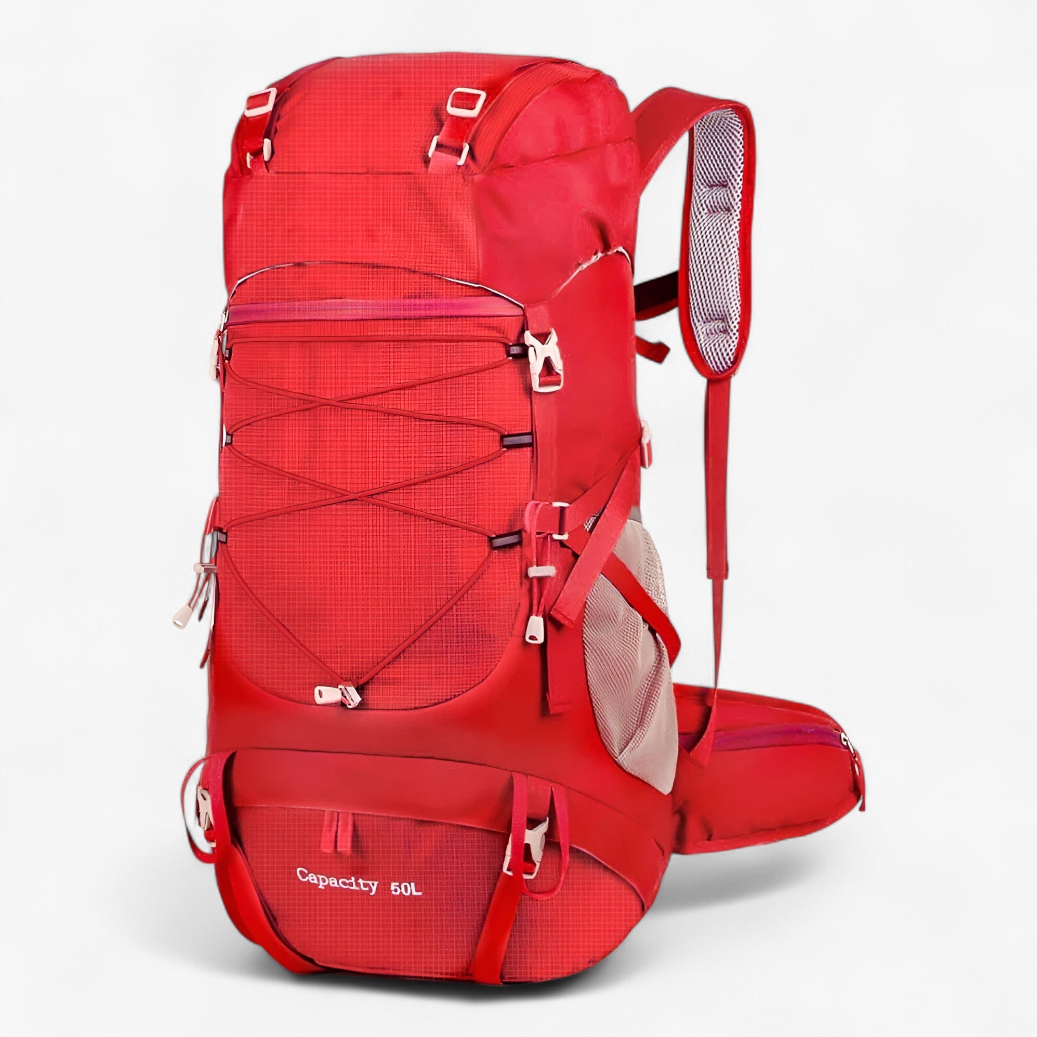 Zaino da trekking 50L in nylon impermeabile per viaggi avventurosi - Rosso - 50L backpacks Backpacks hiking backpacks - Concept Palermo