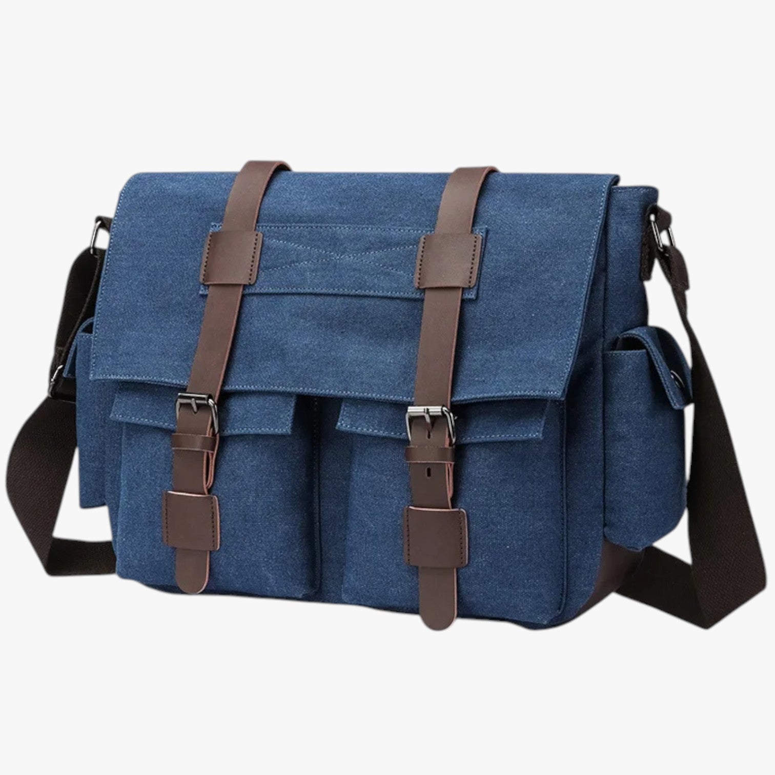 Harlan | Borsa a tracolla vintage in tela da uomo - LH8619-Blu Francia - Bags bags for men Shoulder Bags - Concept Palermo