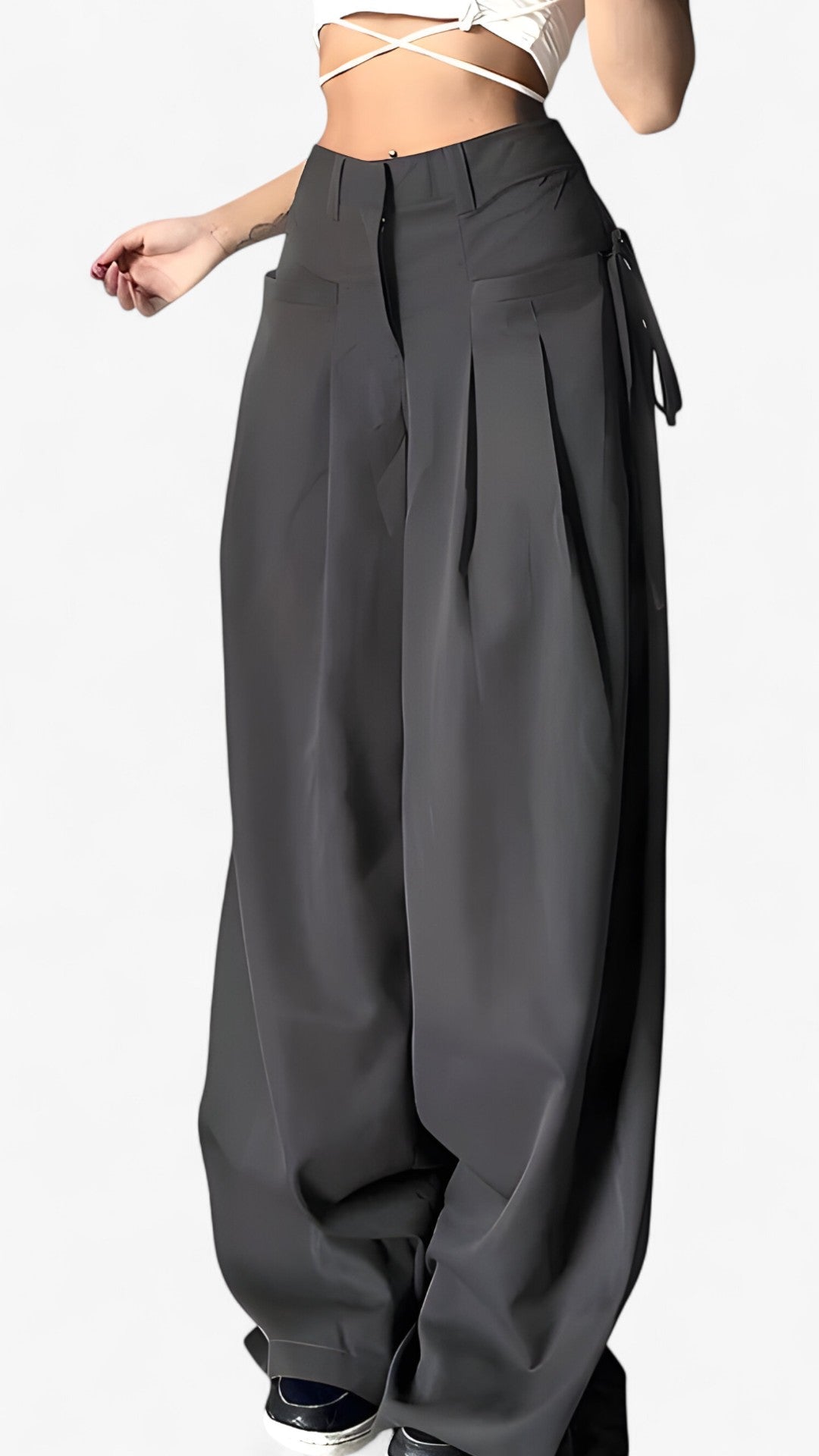Alina | Pantaloni a gamba larga - Vita alta & Stile retrò per ufficio - Grigio - pants pants for women Pants women trouser trouser for women women pants - Concept Palermo