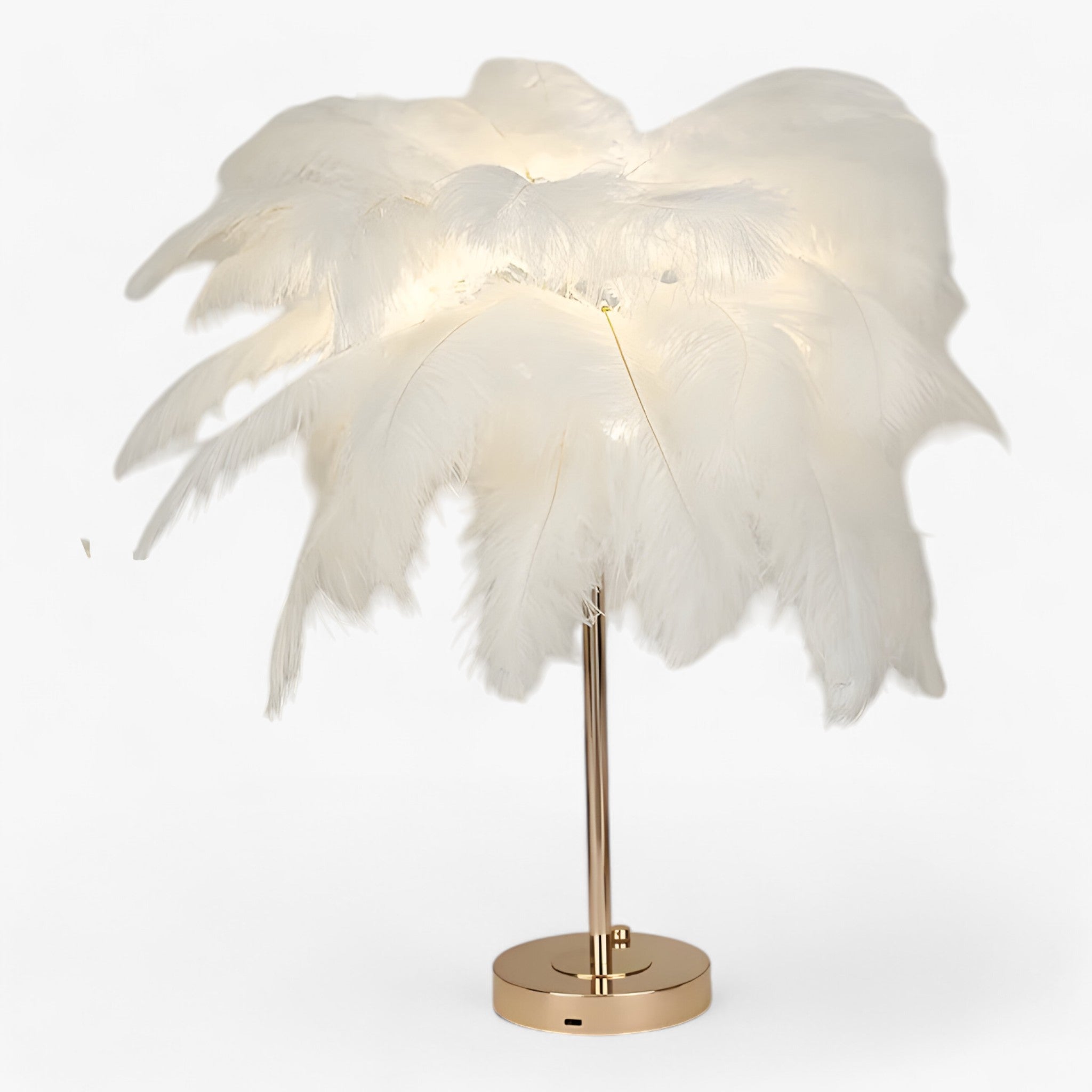 FeatherGlow | Lampada da tavolo con controllo touch - LED con piume per matrimoni e decorazioni di interni - Bianco - Decor home decor - Concept Palermo