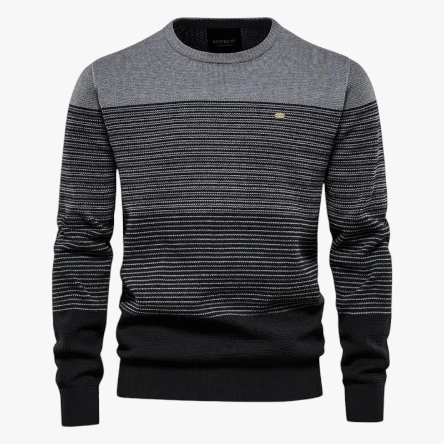 Eugene | Maglione girocollo a righe da uomo - Vestibilità slim e calore di qualità - Grigio - Sweater sweater men sweaters & cardigans - Concept Palermo