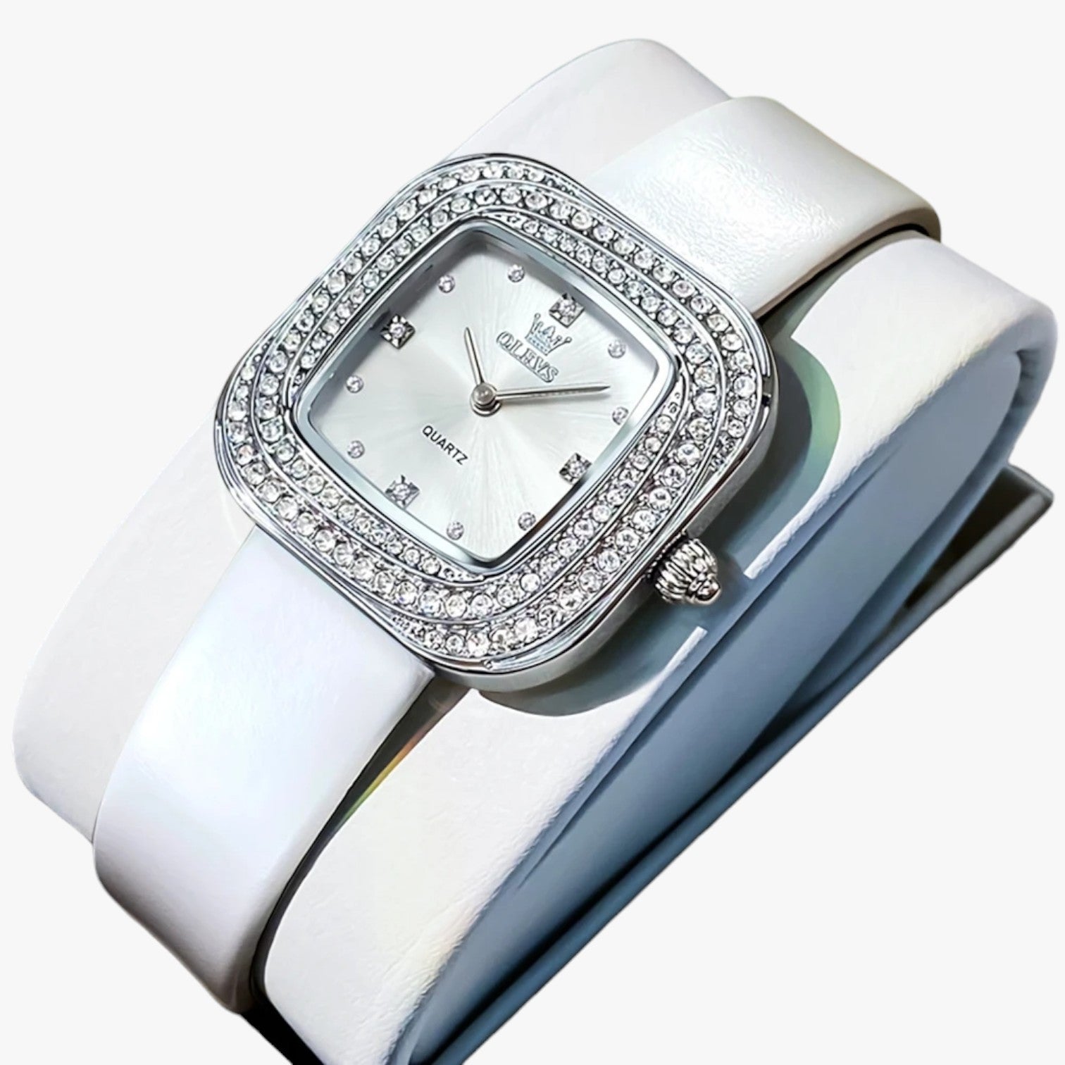 Blair | Elegante orologio quadrato in pelle - bianco - female watch ladies watch watch watch for women watches - Concept Palermo