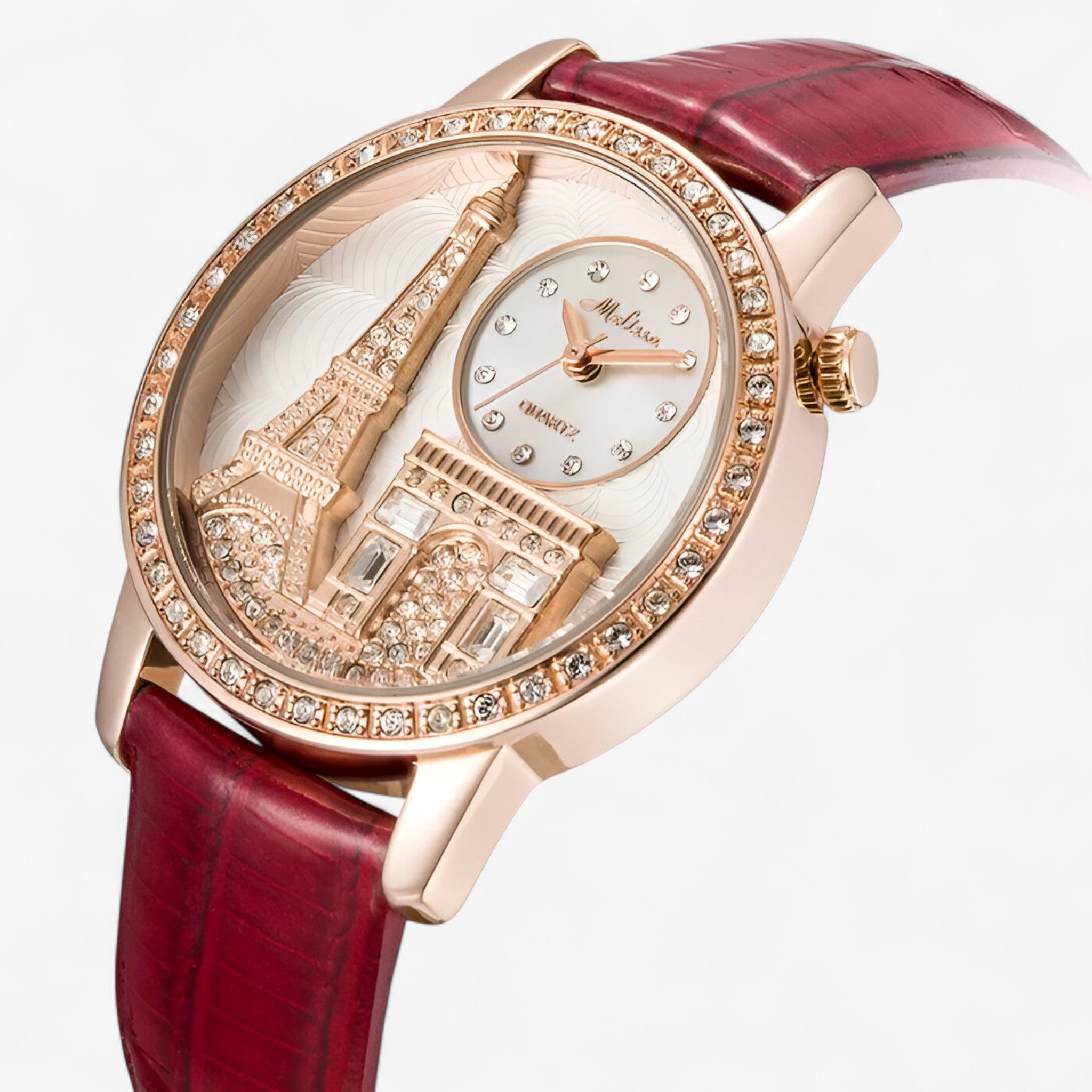 Nessa | Orologio da donna al quarzo impermeabile con cinturino in pelle e Torre Eiffel - - female watch watch for women - Concept Palermo