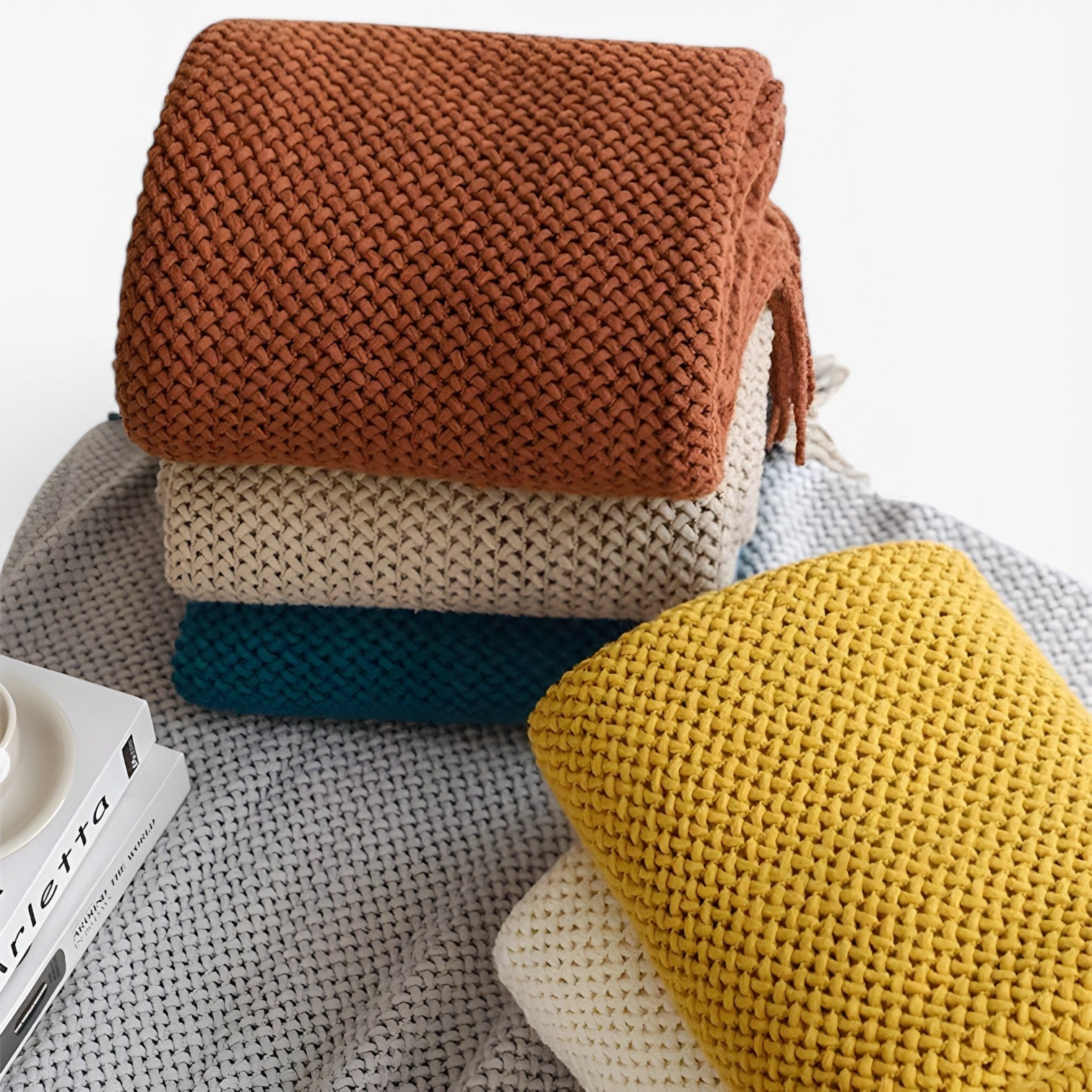 Chiara | Plaid lavorato a maglia accogliente – morbido, caldo e stiloso con frange - - bedroom Home - Concept Palermo
