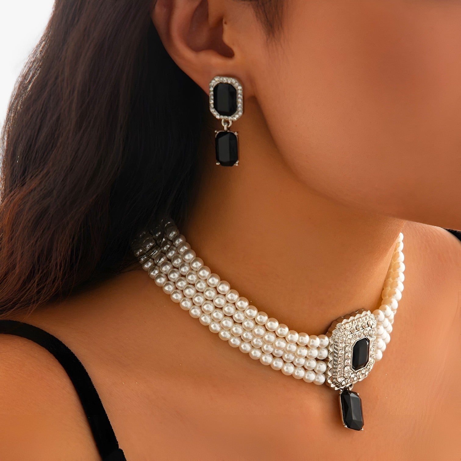 Rebecca | Eleganza Retro Lattaceo: Set di gioielli a più strati con perle per donne - - Accessories Jewelry Gift Gifts for women women - Concept Palermo