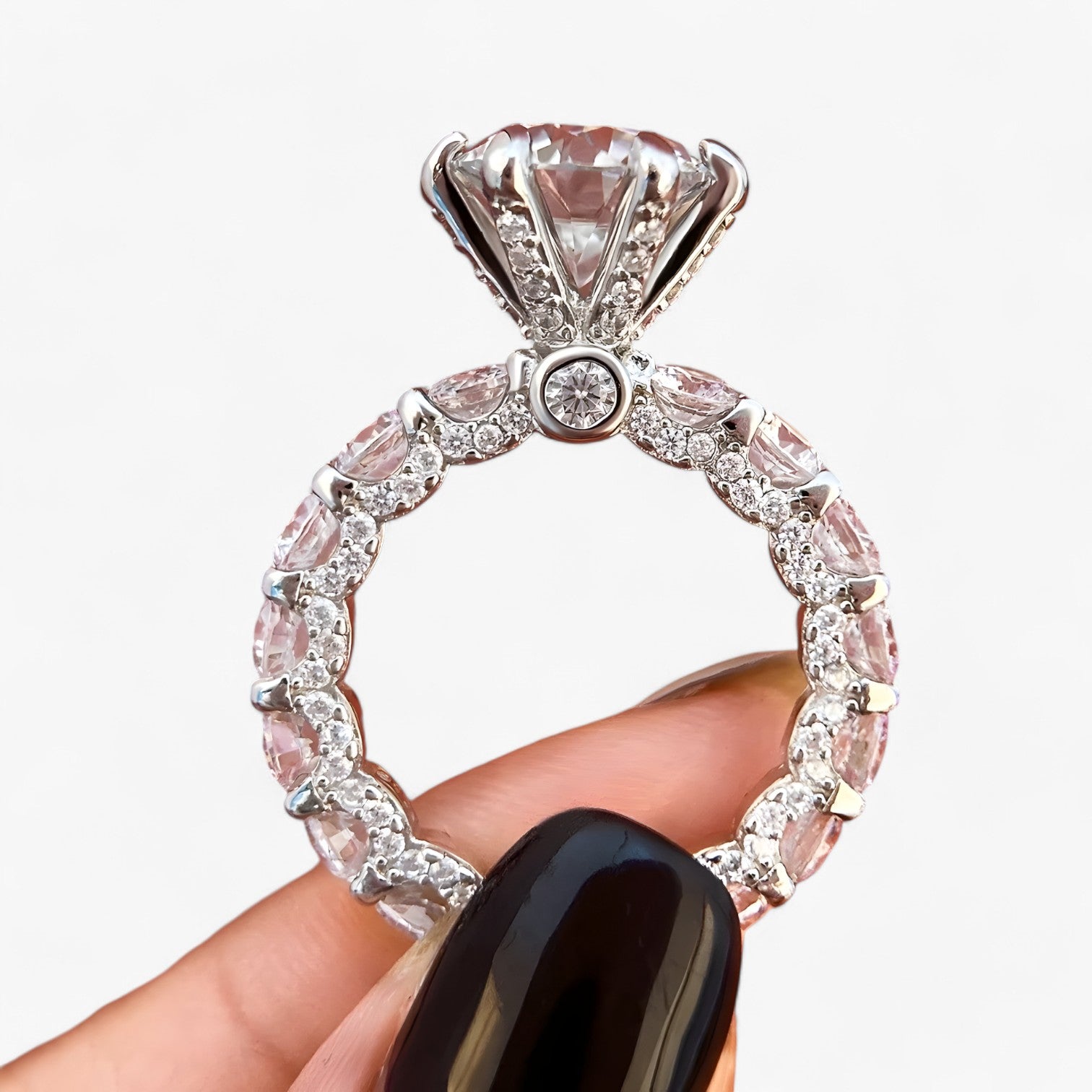 Rafaela | Anello di Fidanzamento in Moissanite – S925 Argento con Halo Nascosto - - Accessories Jewelry Rings - Concept Palermo