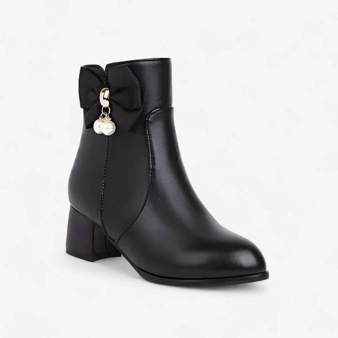 Isabelle | Stivaletti con fiocco e tacco alto per taglie comode - Nera - BOOTS Boots & Shoes - Concept Palermo
