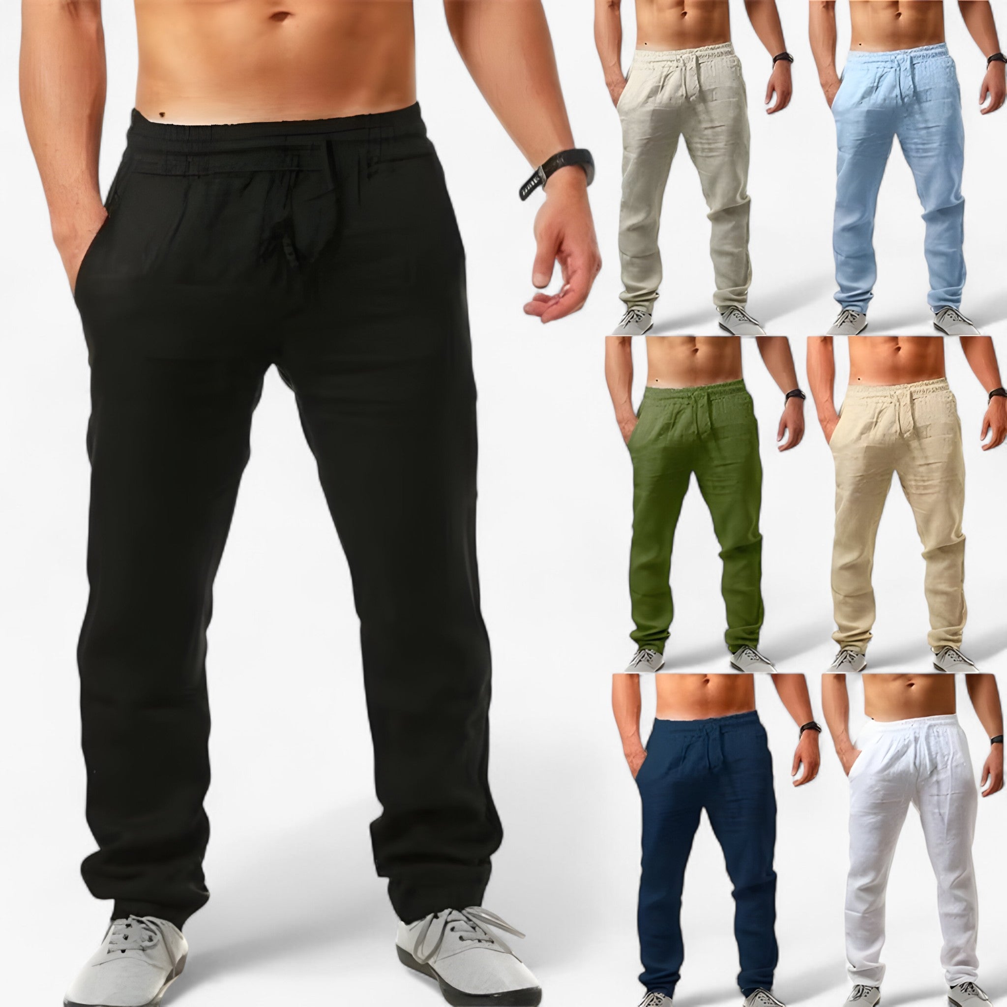 Oscar | Pantaloni in lino morbidi e comodi con coulisse - - mode printemps été pantalon baggy homme pantalon chic et décontracté pantalon confortable pantalon en lin pantalon léger été pantalon respirant style décontracté vêtement décontracté masculin vêtements en lin - Concept Palermo