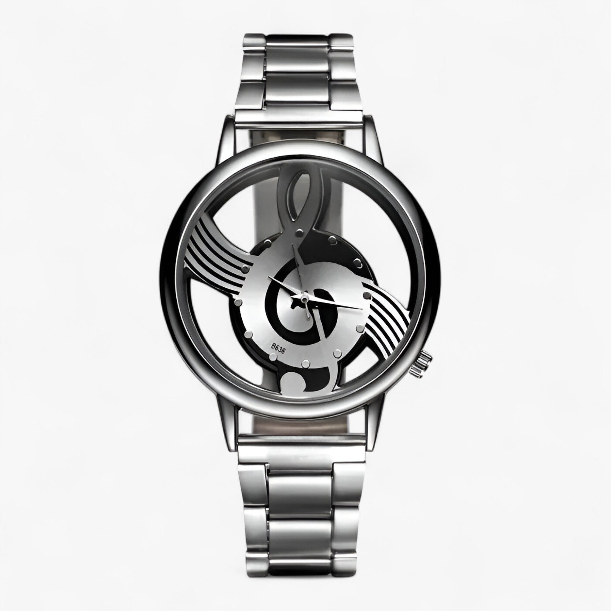 Larissa | Orologio musicale alla moda con cinturino in pelle - Argento - female watch watch for women - Concept Palermo