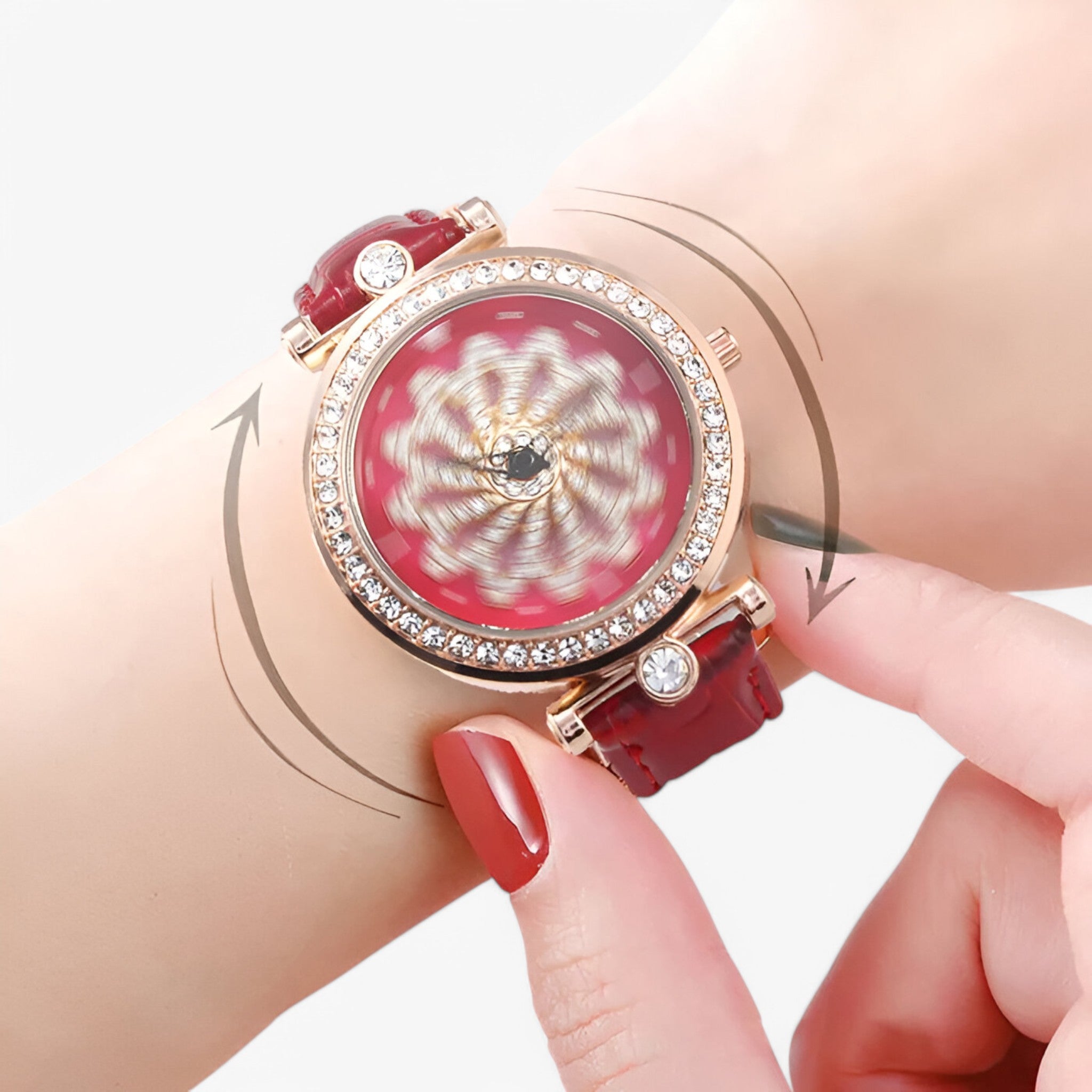 Brenda | Orologio da donna con quadrante floreale rotante e bracciale in maglia elegante - - female watch watch for women - Concept Palermo