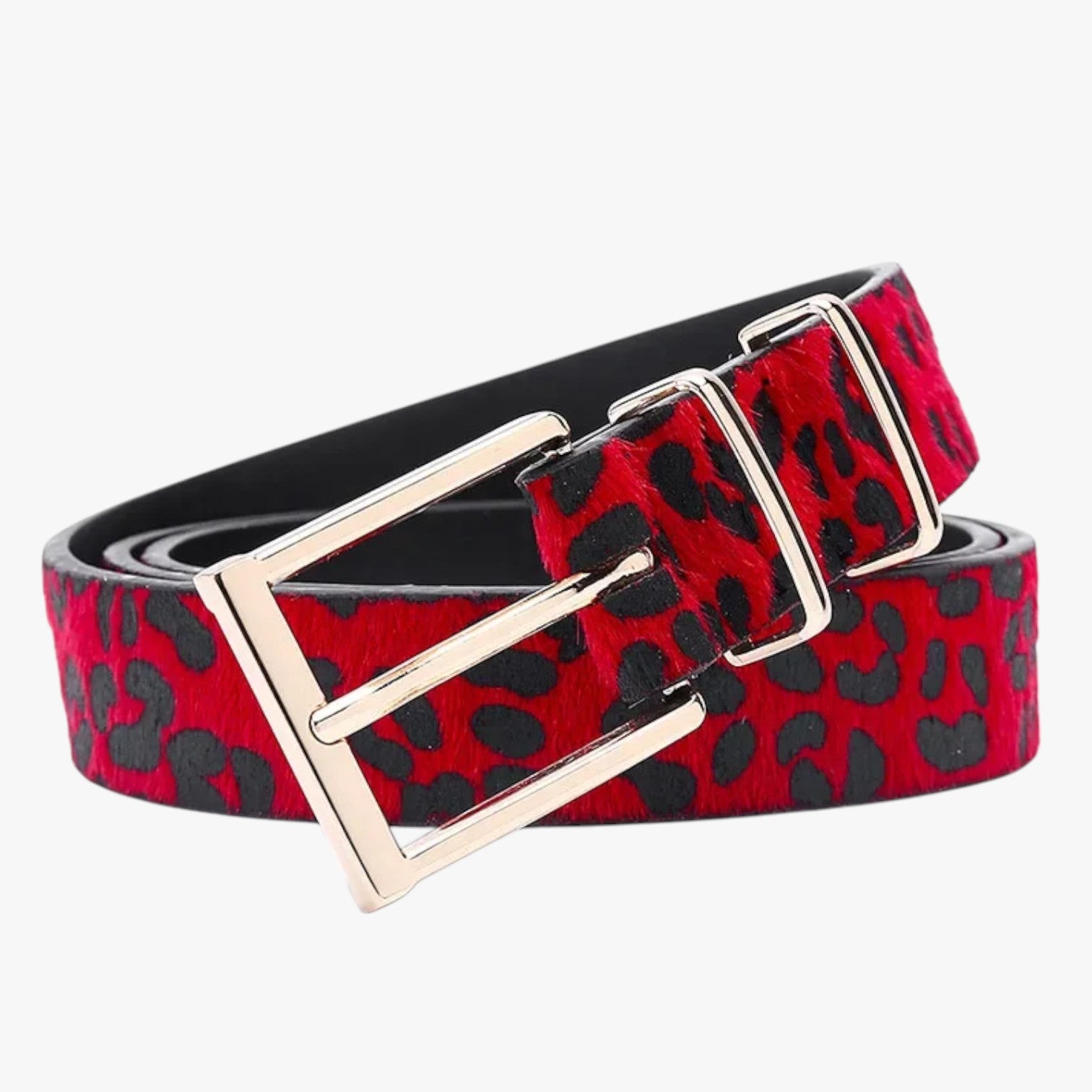 Julianna | Cintura in Pelle Leopardata con Fibbia Elegante - Rosso - Belts waist belt for women Womens belt - Concept Palermo