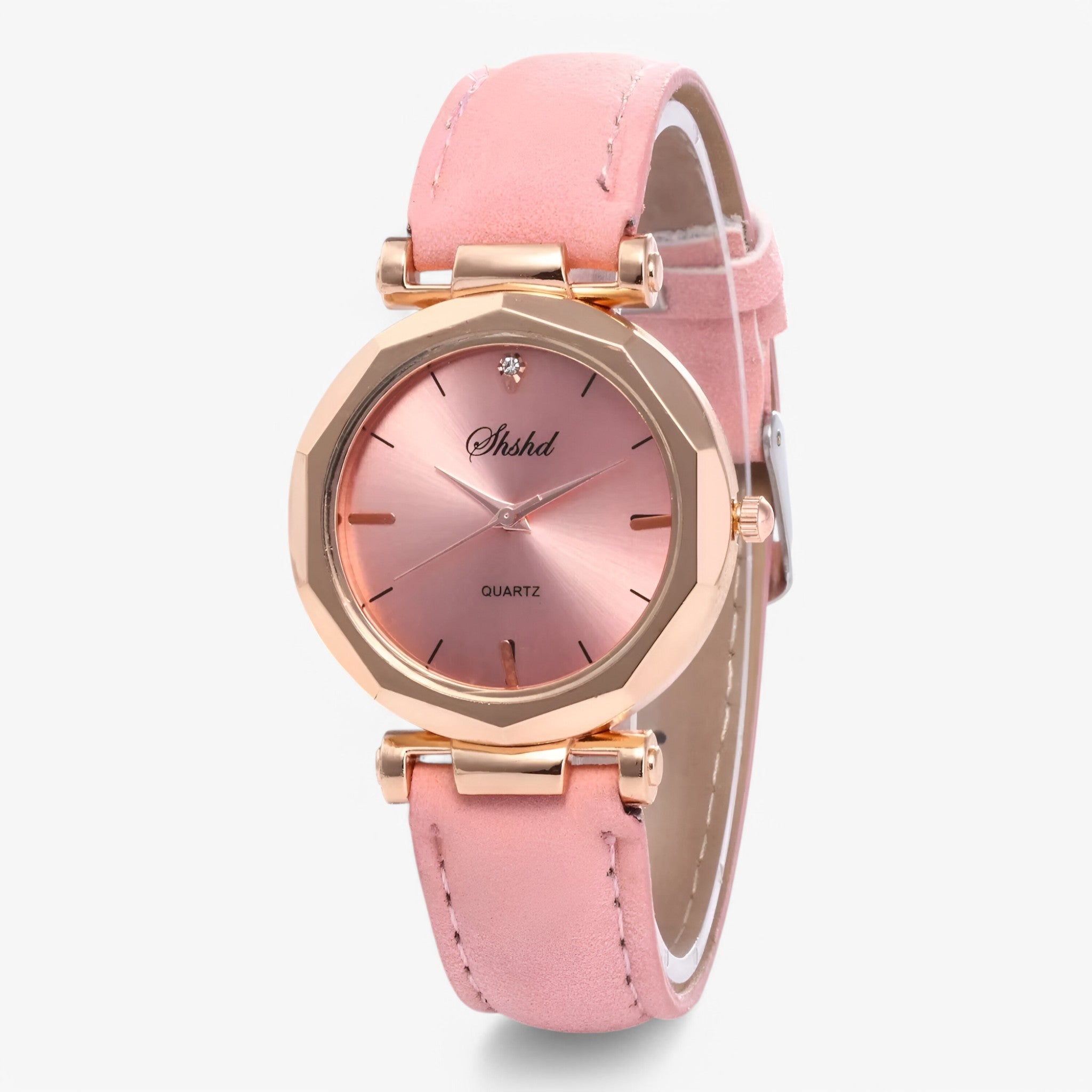 Aria | Orologio da donna in pelle con cristalli e movimento al quarzo - Rosa - female watch watch for women - Concept Palermo