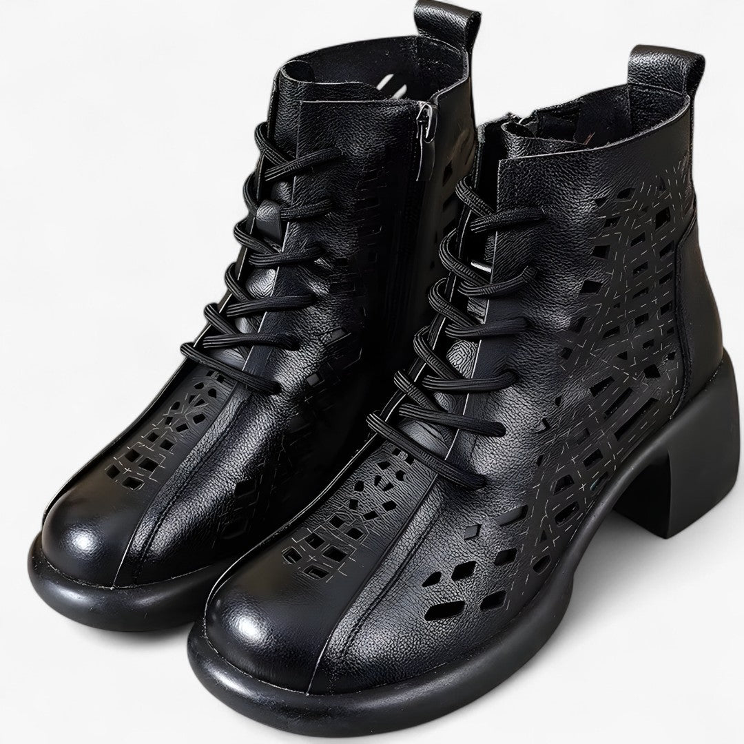 Hannah | Stivaletti in pelle cuciti a mano con lacci in stile naturale - - BOOTS Boots & Shoes - Concept Palermo