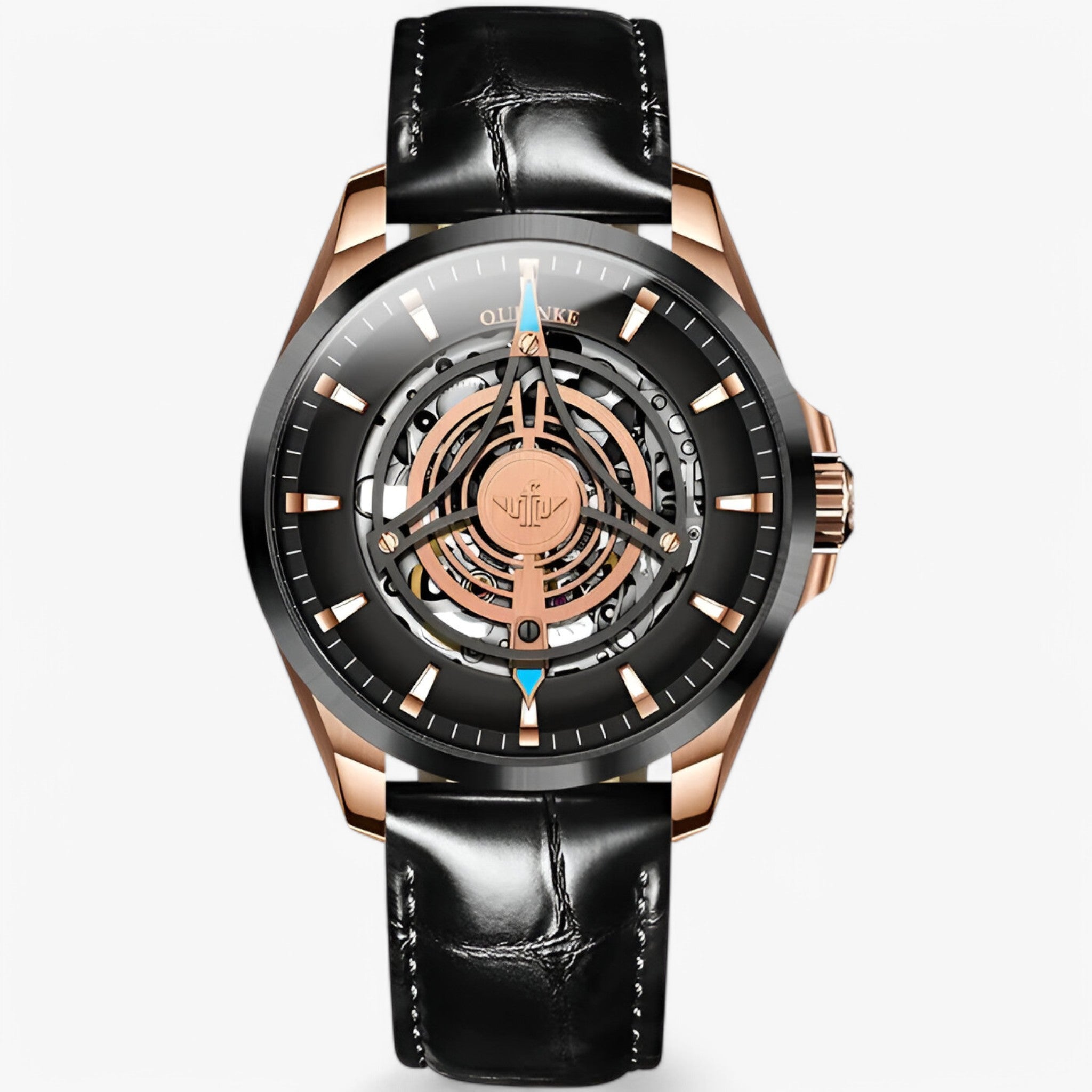 Carlitos | Orologio Meccanico con Quadrante Cavo - Pelle rosa nera - - Concept Palermo