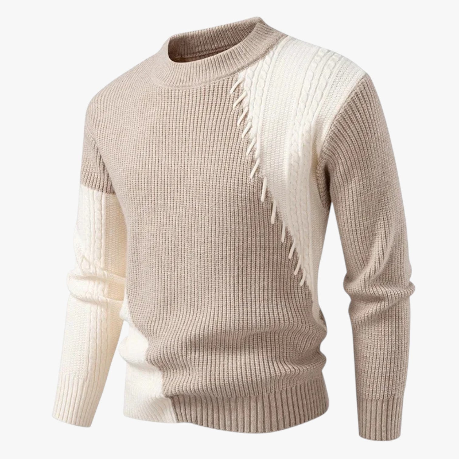 Felix | Maglione oversize da uomo, caldo ed elegante, color block, per l'autunno - Albicocca - Sweater sweater men sweaters - Concept Palermo