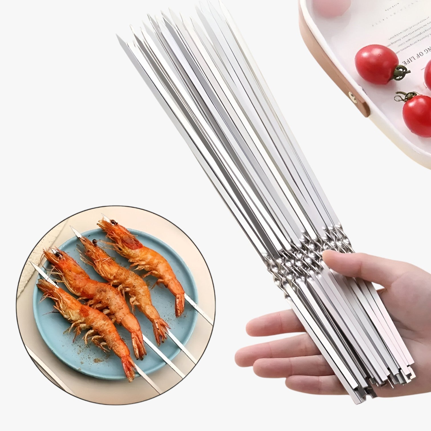 Gavin | 15 pezzi spiedini in acciaio inossidabile per BBQ – riutilizzabili e perfetti per grigliare - - Kitchen kitchen accessory kitchen tools - Concept Palermo