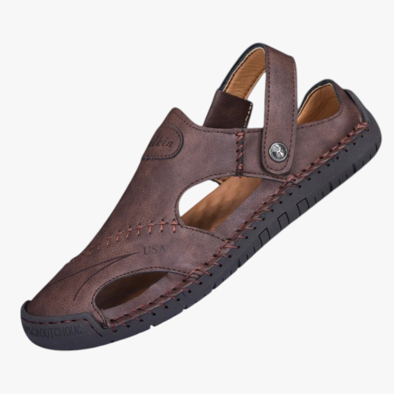 Owen | Sandali estivi da uomo - Pelle traspirante e suola antiscivolo per un tocco di stile - Castano scuro - casual sandals stylish sandals women sandals - Concept Palermo