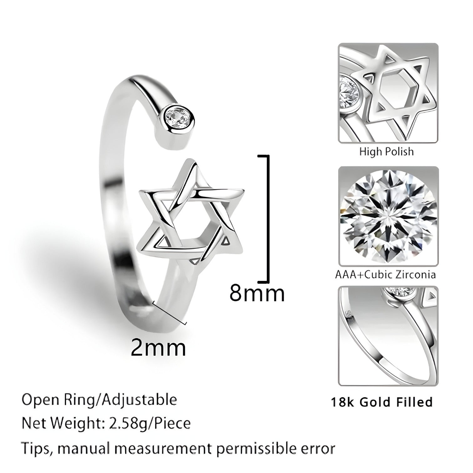 Brisa | Elegante anello in zircone ster - Regolabile e bellezza senza tempo - - Accessories Jewelry Rings womens ring - Concept Palermo