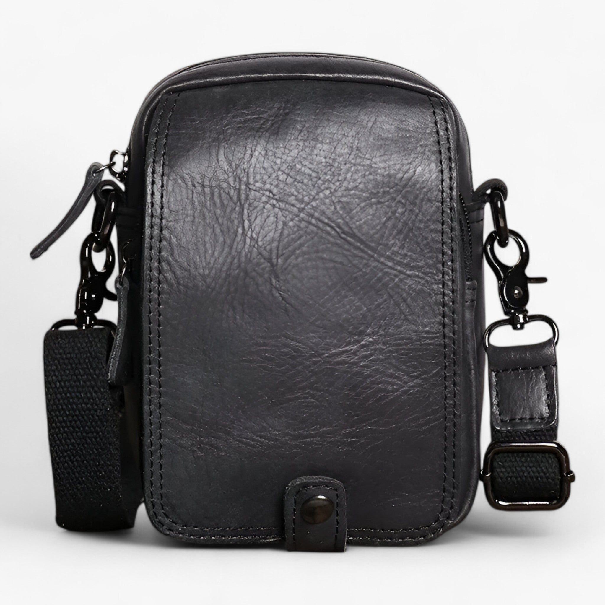 Henry | Borsa a tracolla in pelle bovina - Leggera e pratica - Nero - - Concept Palermo