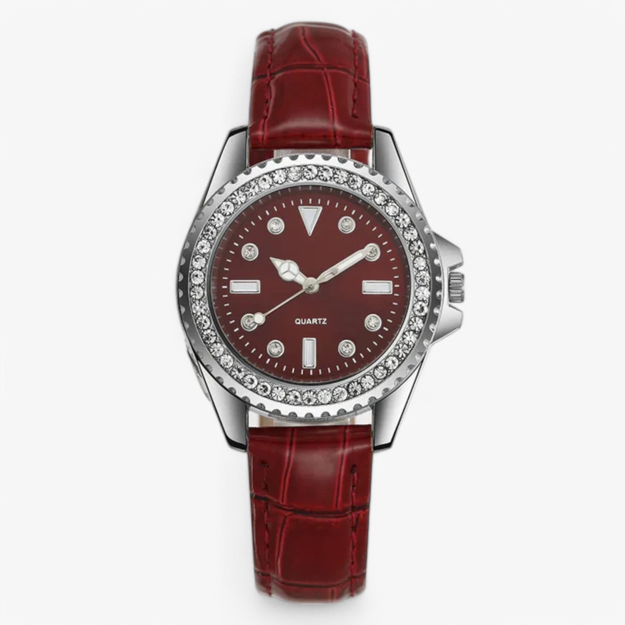 Gemma | Orologio elegante in pelle verde con diamanti scintillanti - Rosso - - Concept Palermo
