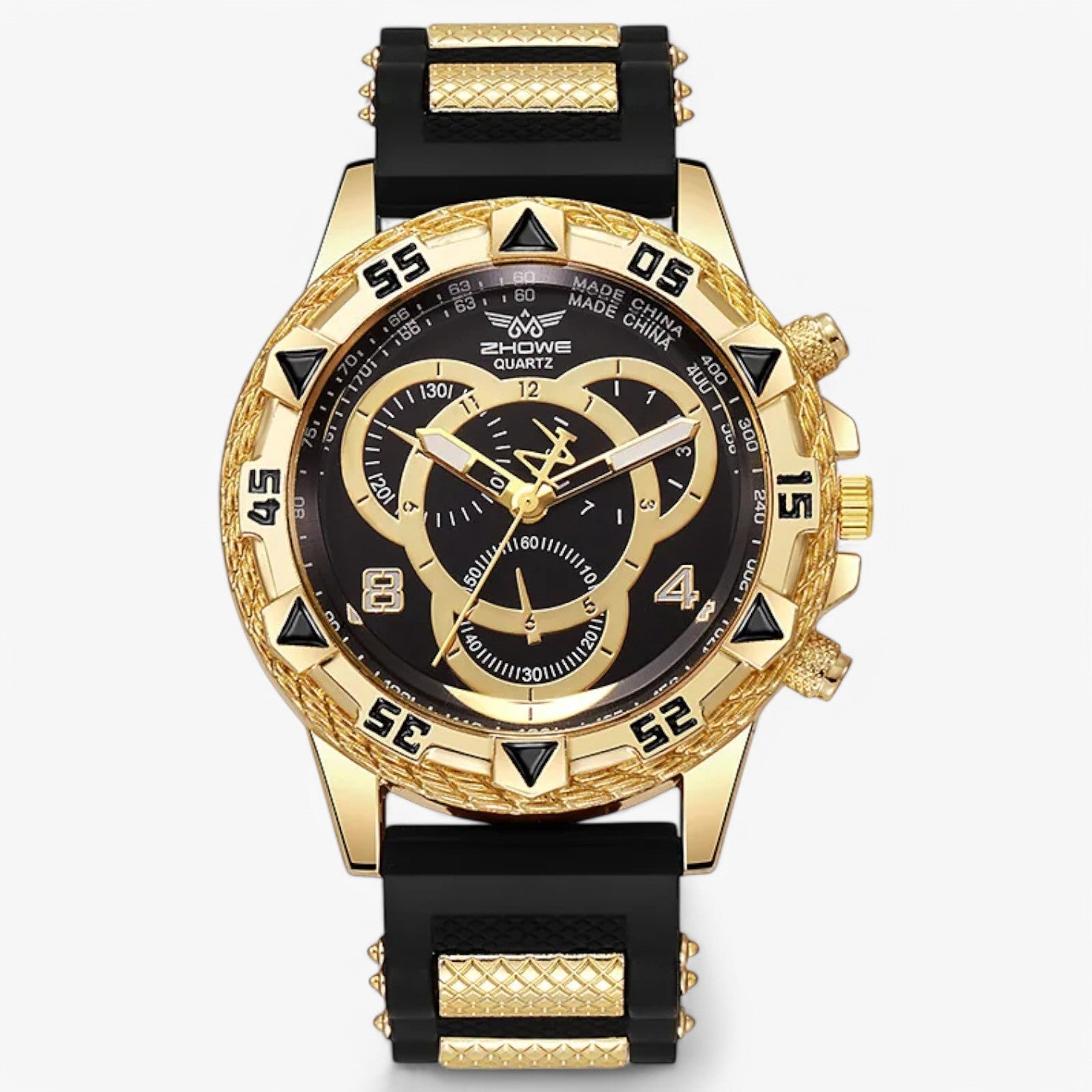 Renato | Orologio sportivo elegante con cinturino in silicone comodo - Oro Nero - mens accessory watch watch for men - Concept Palermo