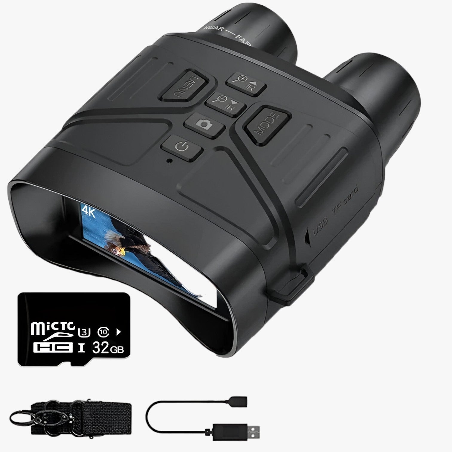 Achille | Binocolo Notturno 4K con Registrazione e Zoom 5X - Nero -32GB - camera gadget - Concept Palermo