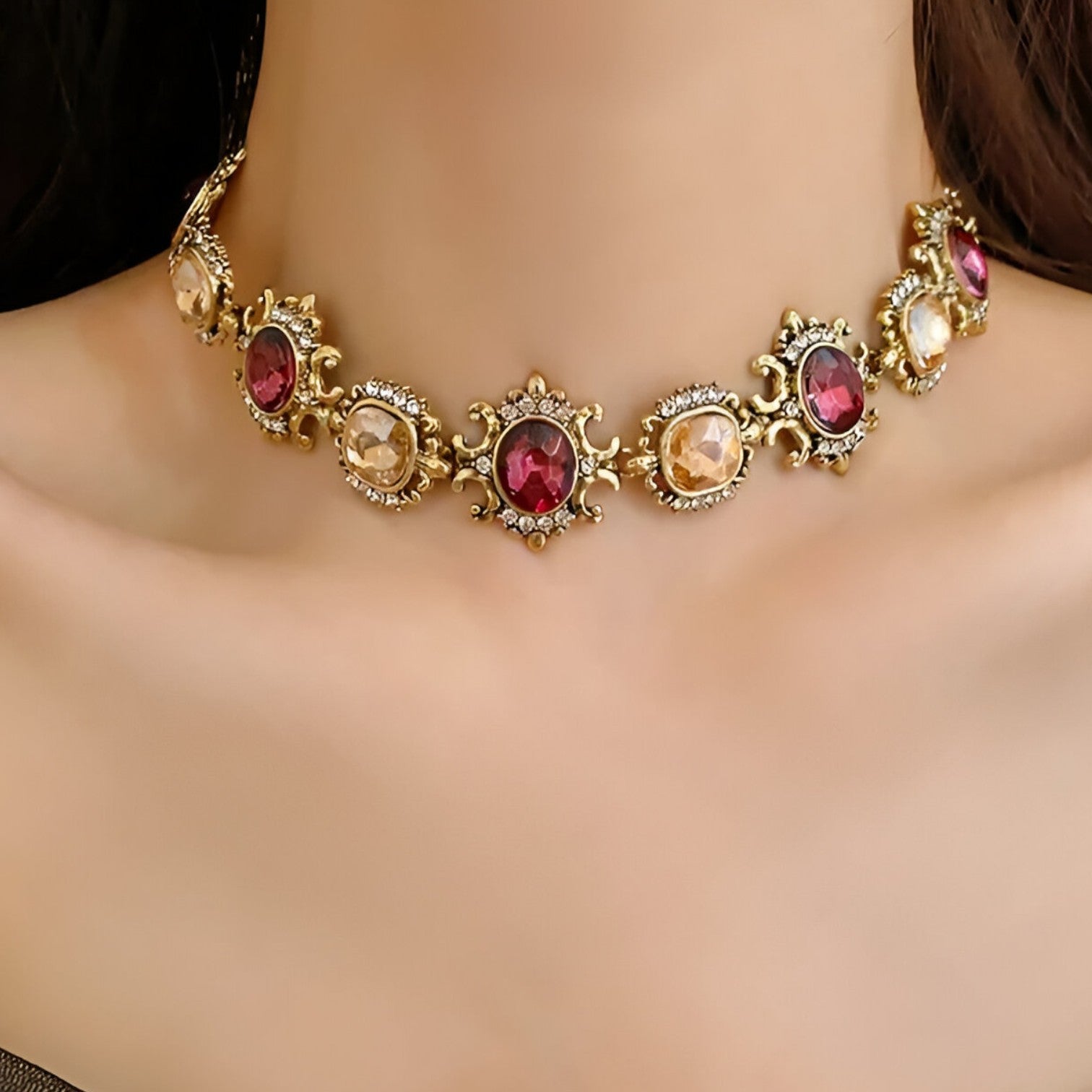 Kiara | Set di gioielli Patchwork Retro – Splendore senza tempo, stile raffinato - - elegant womens necklaces Fashion Necklaces Necklace Necklaces for Women - Concept Palermo