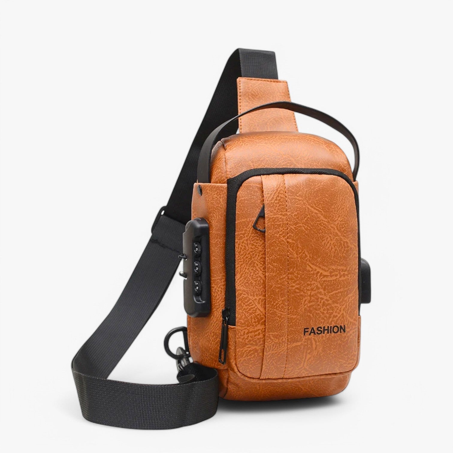 Yael | Borsa a tracolla Heren con USB e chiusura antifurto – Stylish e pratica - marrone chiaro - bag Leather Bag mens bag - Concept Palermo