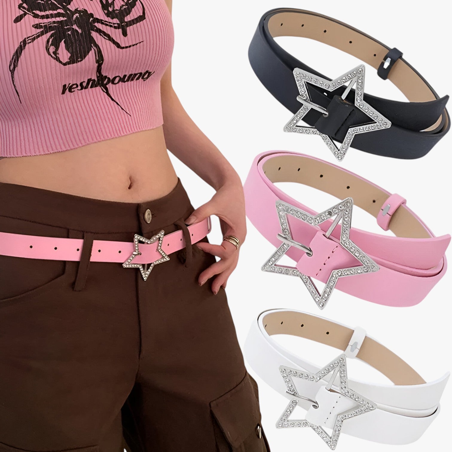 Evie | Cintura Y2K con strass per jeans - - belt Belts waist belt for women Womens belt - Concept Palermo