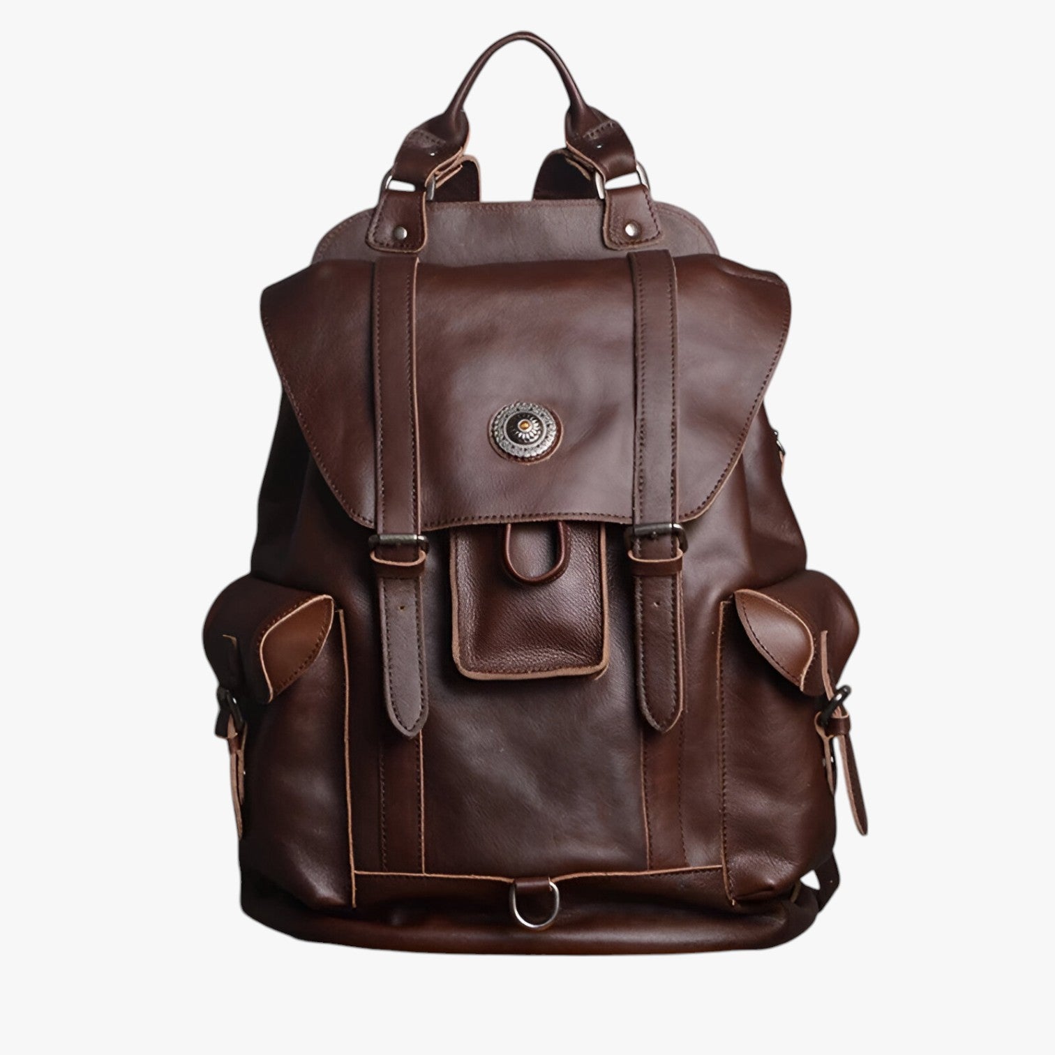 Freddie | Borsa da viaggio in pelle – Elegante, spaziosa e impermeabile - Marrone scuro 15 pollici - Backpacks Bags mens bag - Concept Palermo