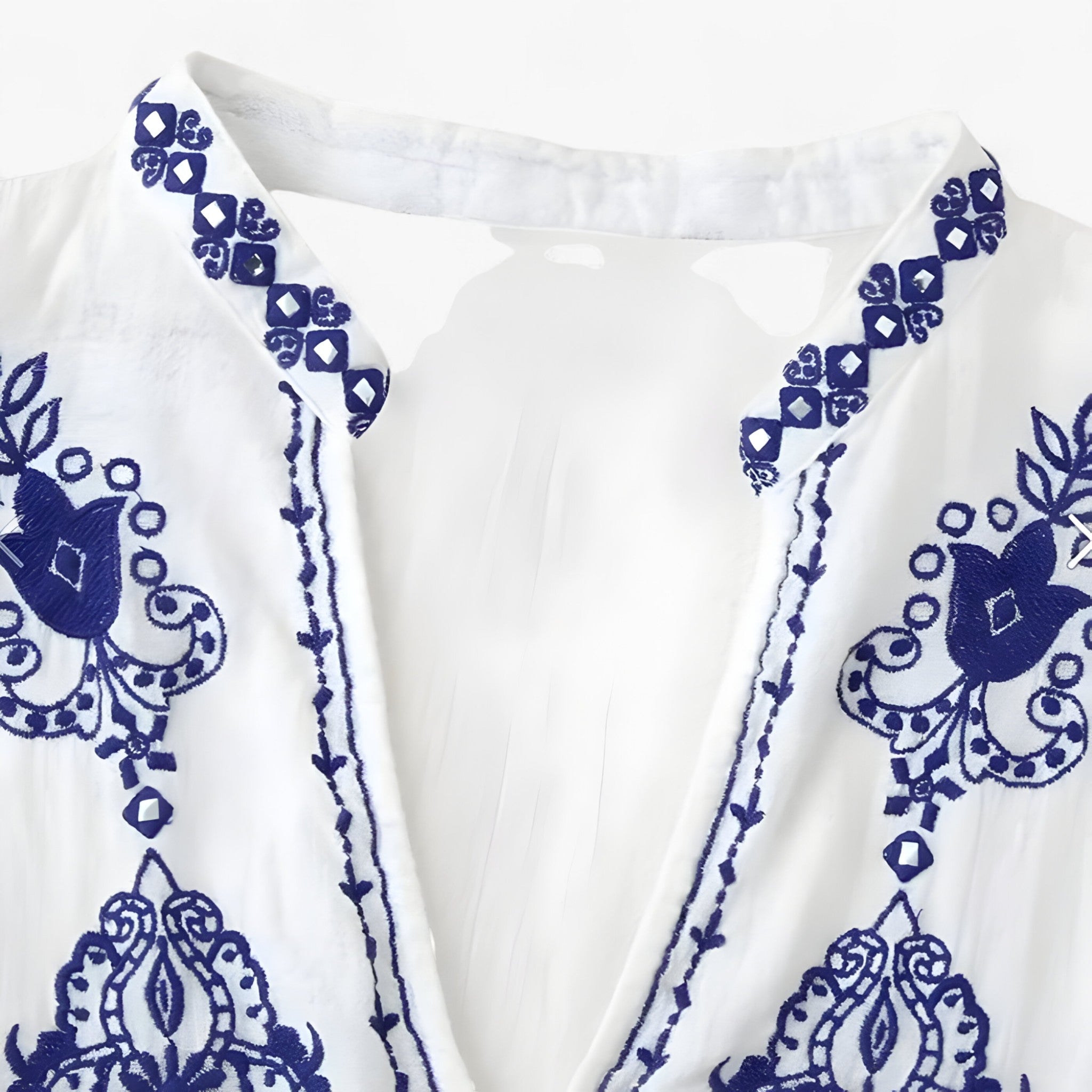 Alma | Blusa Boho con ricamo blu navy, vestibilità ariosa - - clothes clothes for women clothing/tops/crop-tops women clothes - Concept Palermo