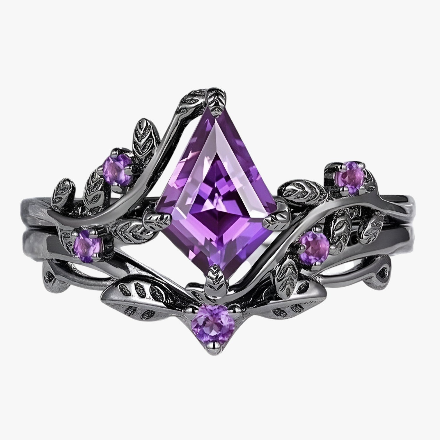 Eva | Set di Anelli Viola Impilabili Stile Goth Elegante - Nero Sparo - Ring Rings women ring - Concept Palermo