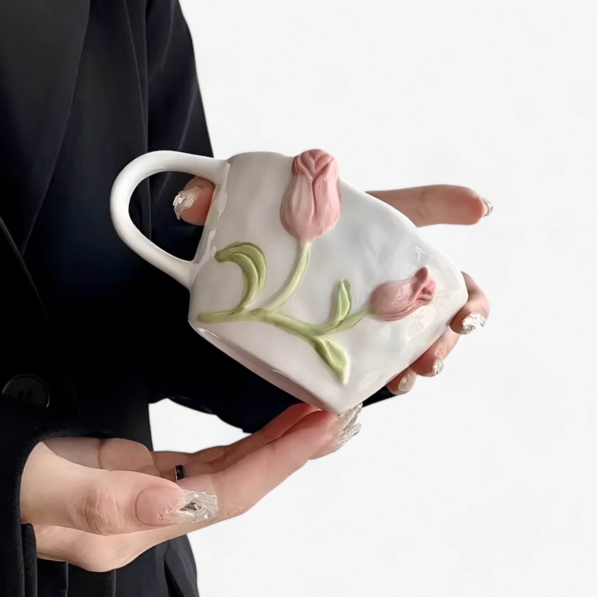 Florina | Tazza da caffè in ceramica creativa a forma di tulipano con piattino - - - Concept Palermo