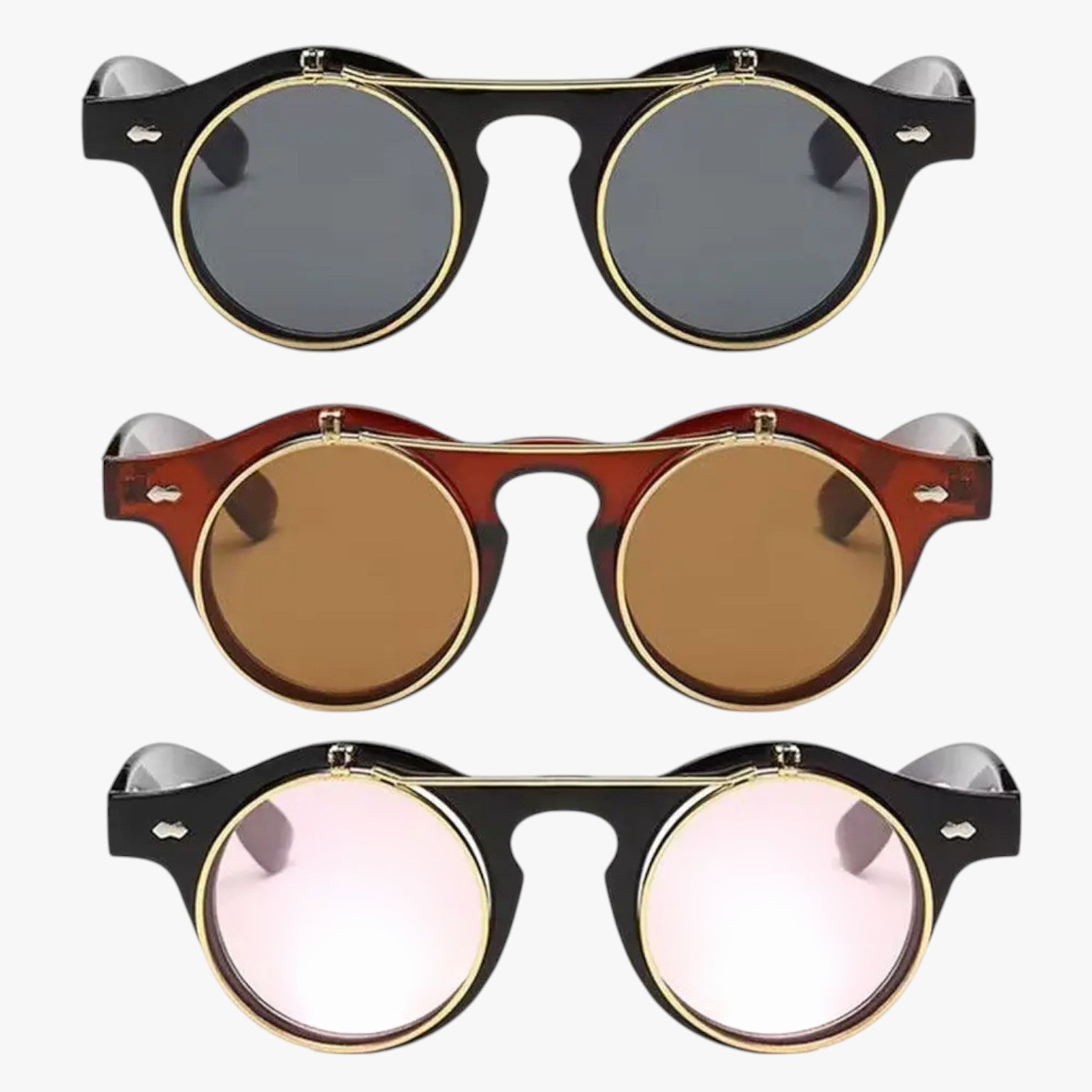 Zain | Occhiali da Sole Retrò Unisex Doppia Lente Flip & Protezione UV Punk - - Fashion Sunglasses mens sunglasses Sunglasses - Concept Palermo