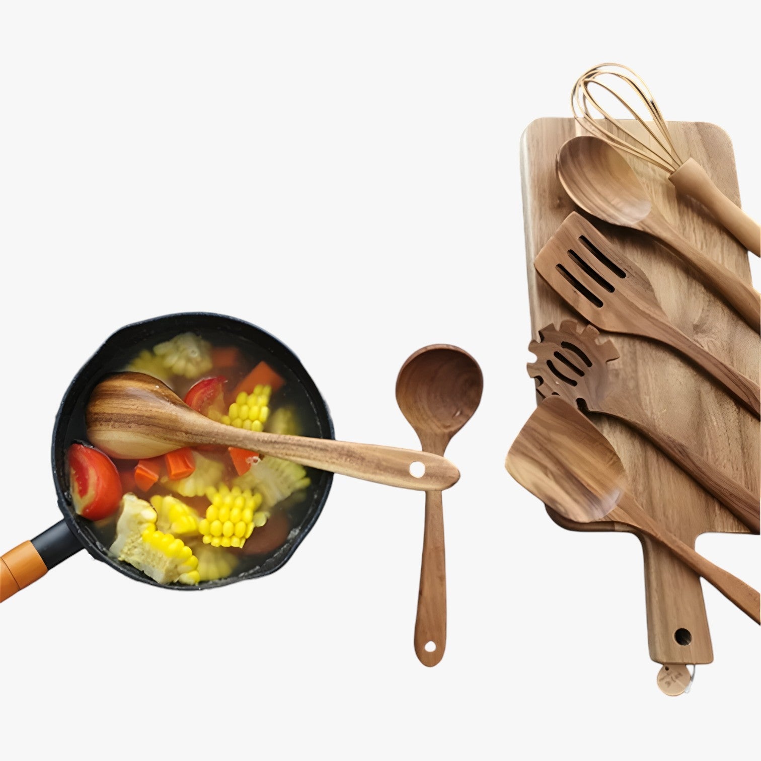 Olivia | Set di cottura in legno 7 pezzi – naturale, sostenibile e antiaderente - - Kitchen kitchen accessory kitchen tools - Concept Palermo